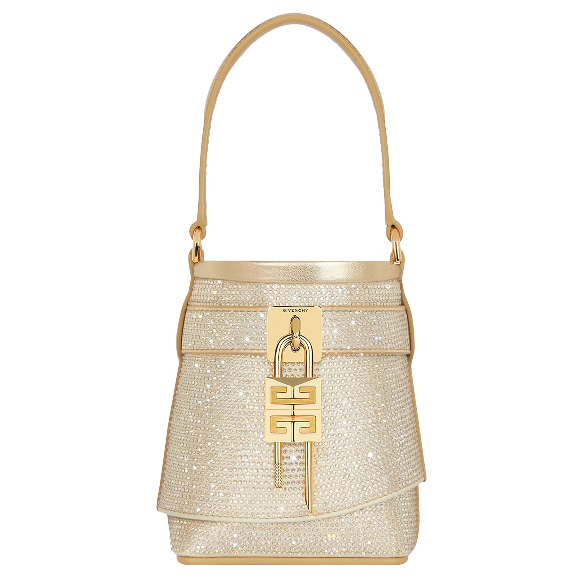 Pre-owned Givenchy Micro Shark Lock Bucket Bag 'blond' | Tan | Women's Size Onesize