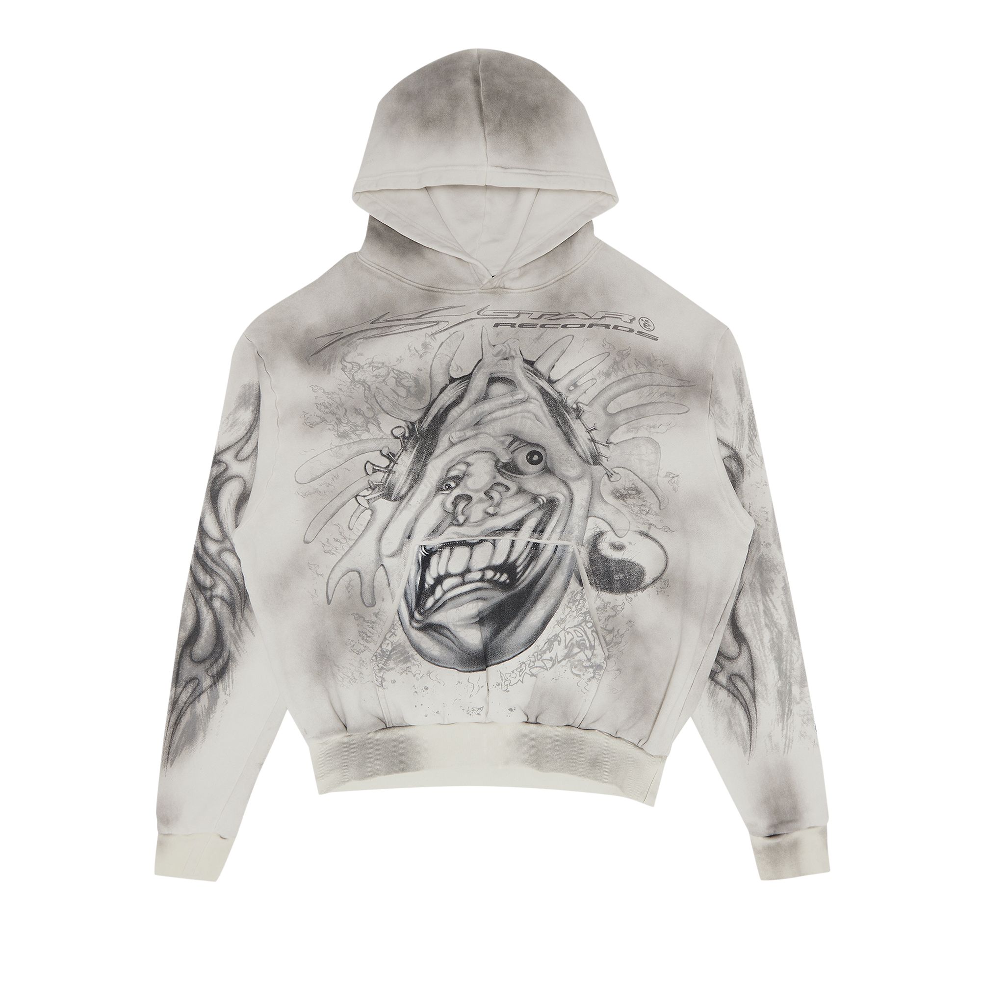 Pre-owned Hellstar Hstar Records Hoodie 'white' | Cream | Men's Size S