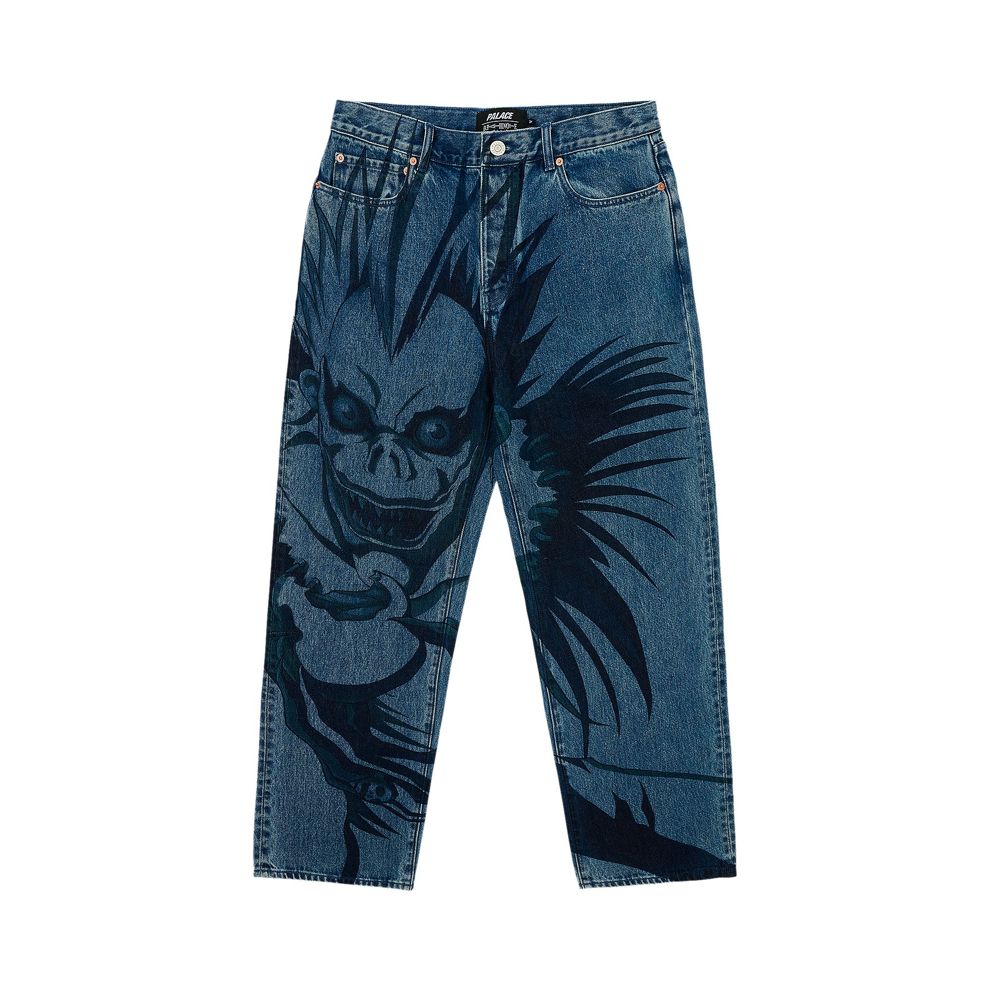 Pre-owned Palace X Death Note Ryuk P45 Jean 'stone Wash' | Blue | Men's Size 32