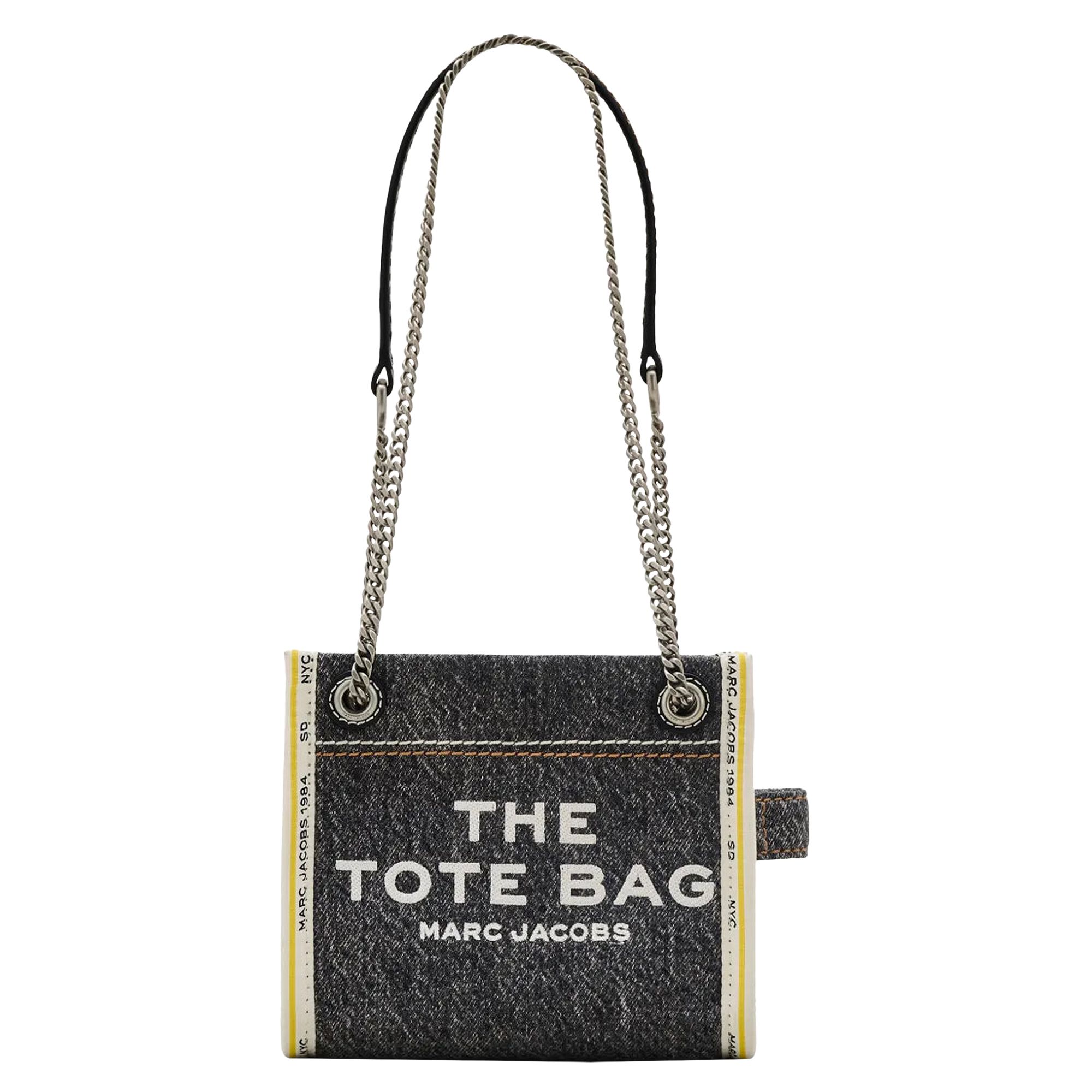 Pre-owned Marc Jacobs Denim Chain Crossbody Tote Bag 'black Wash' | Women's Size Onesize