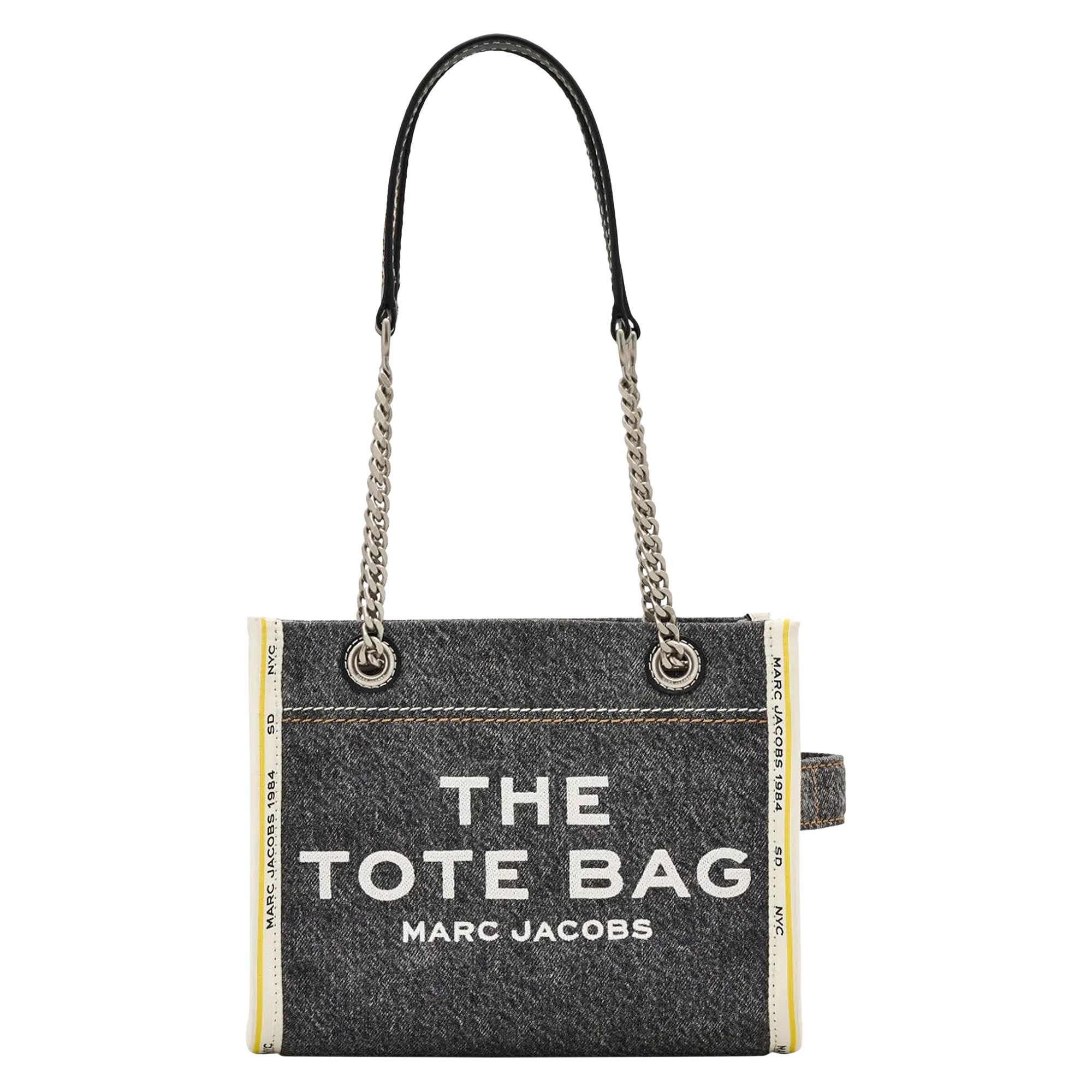 Pre-owned Marc Jacobs Denim Chain Small Tote Bag 'black Wash' | Women's Size Onesize