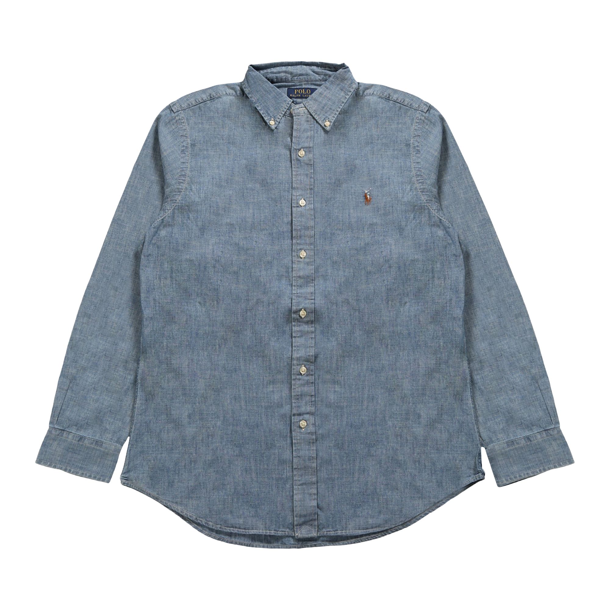 Pre-owned Polo Ralph Lauren Long-sleeve Chambray Sport Shirt 'medium Indigo' | Blue | Men's Size Xl