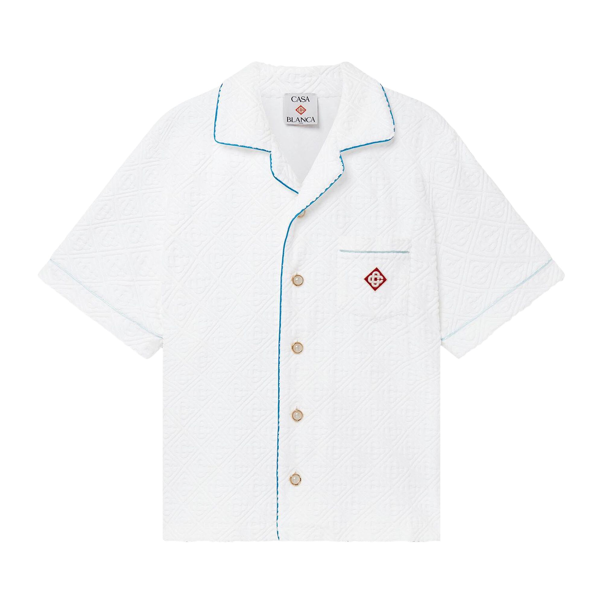 Pre-owned Casablanca Tennis Stripe Towelling Shirt 'white' | Men's Size S