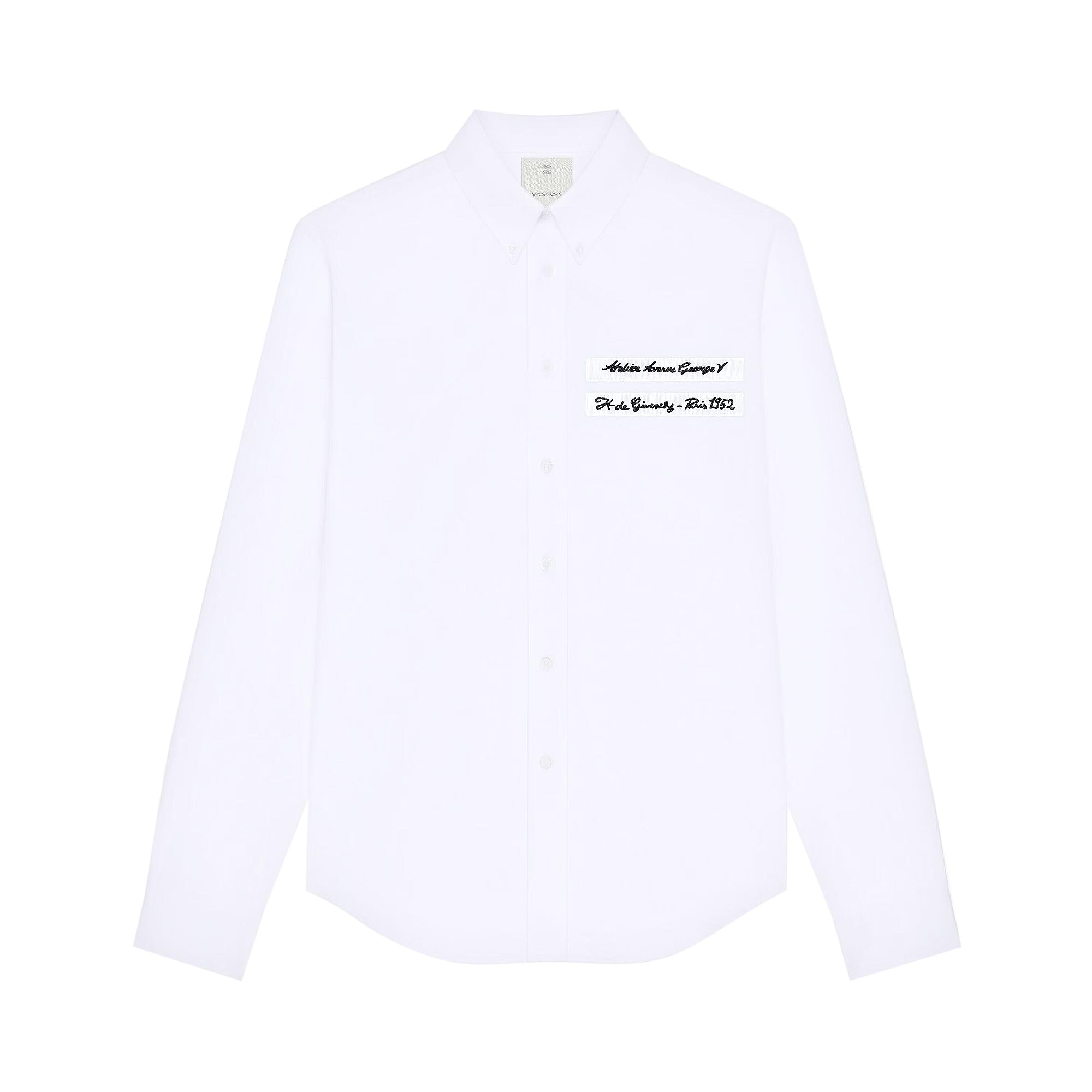 Pre-owned Givenchy Logo Embroidered Long-sleeve Shirt 'white' | Men's Size 41