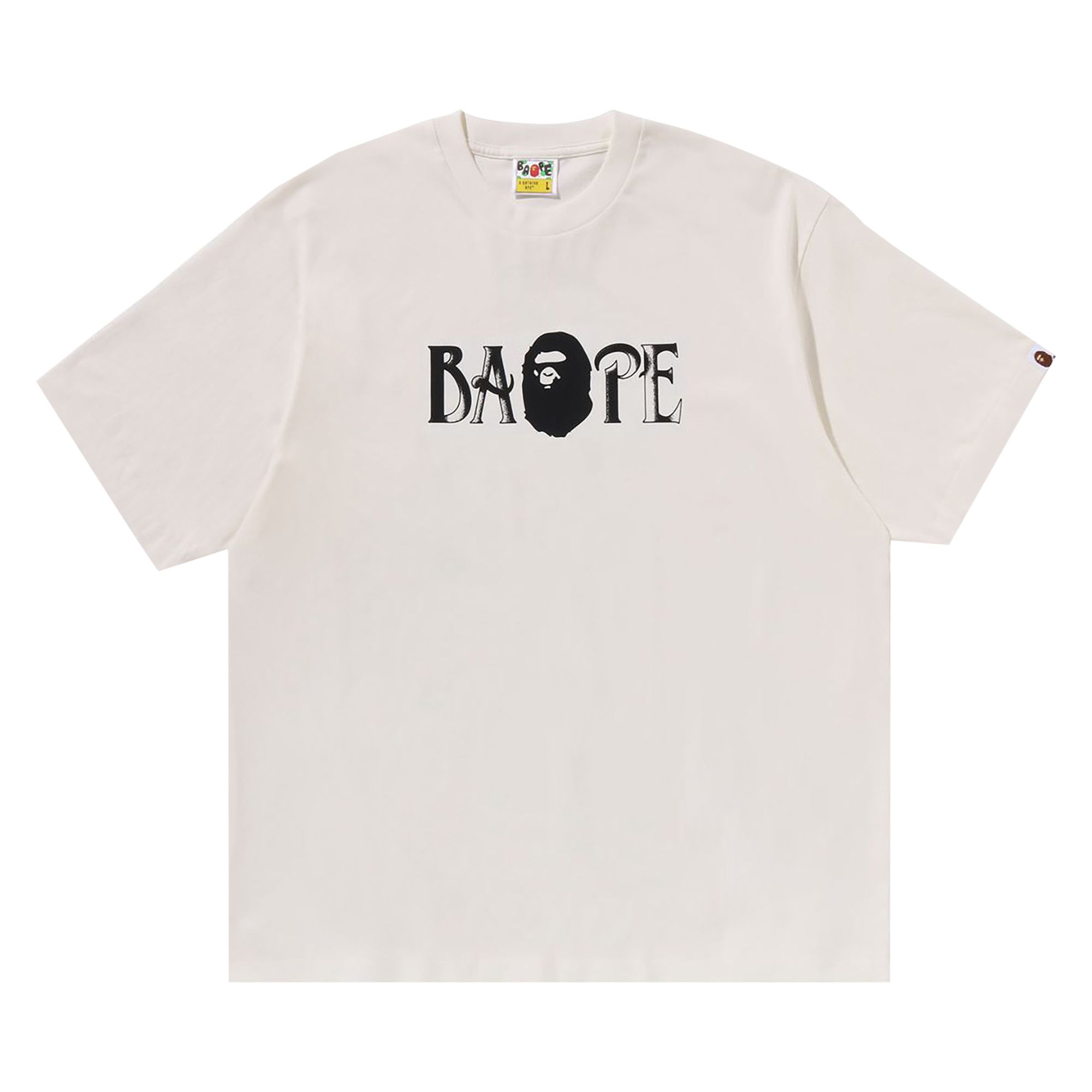 Pre-owned Bape Screen Print Logo Relaxed Fit Tee 'ivory' | Cream | Men's Size L In White