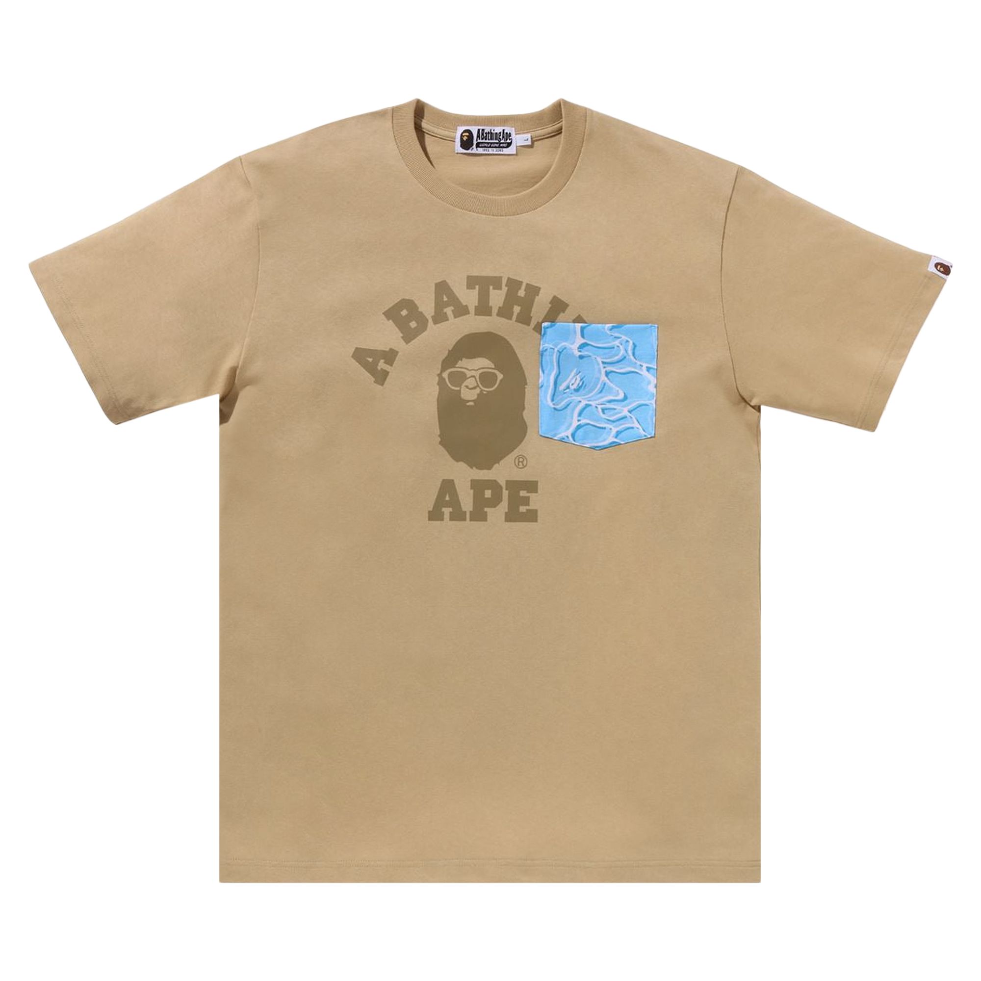 Pre-owned Bape Abc Sea Surface Camo Pocket College Tee 'beige' | Tan | Men's Size Xl In Brown