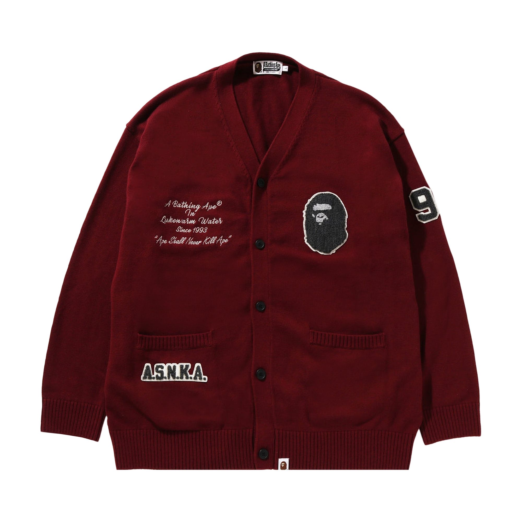 Pre-owned Bape Knit Cardigan 'burgundy' In Red