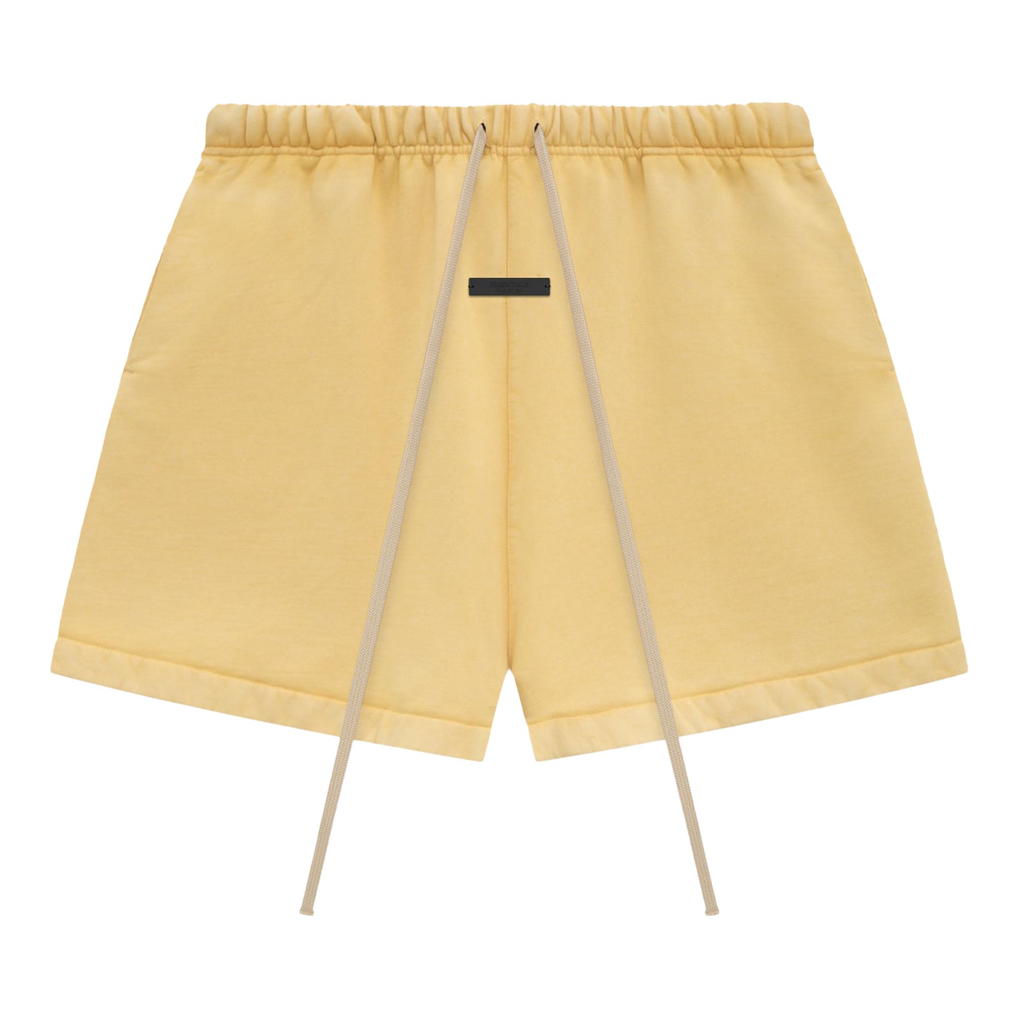 Pre-owned Essentials Fear Of God Heavy Fleece Soccer Short 'amber' In Yellow