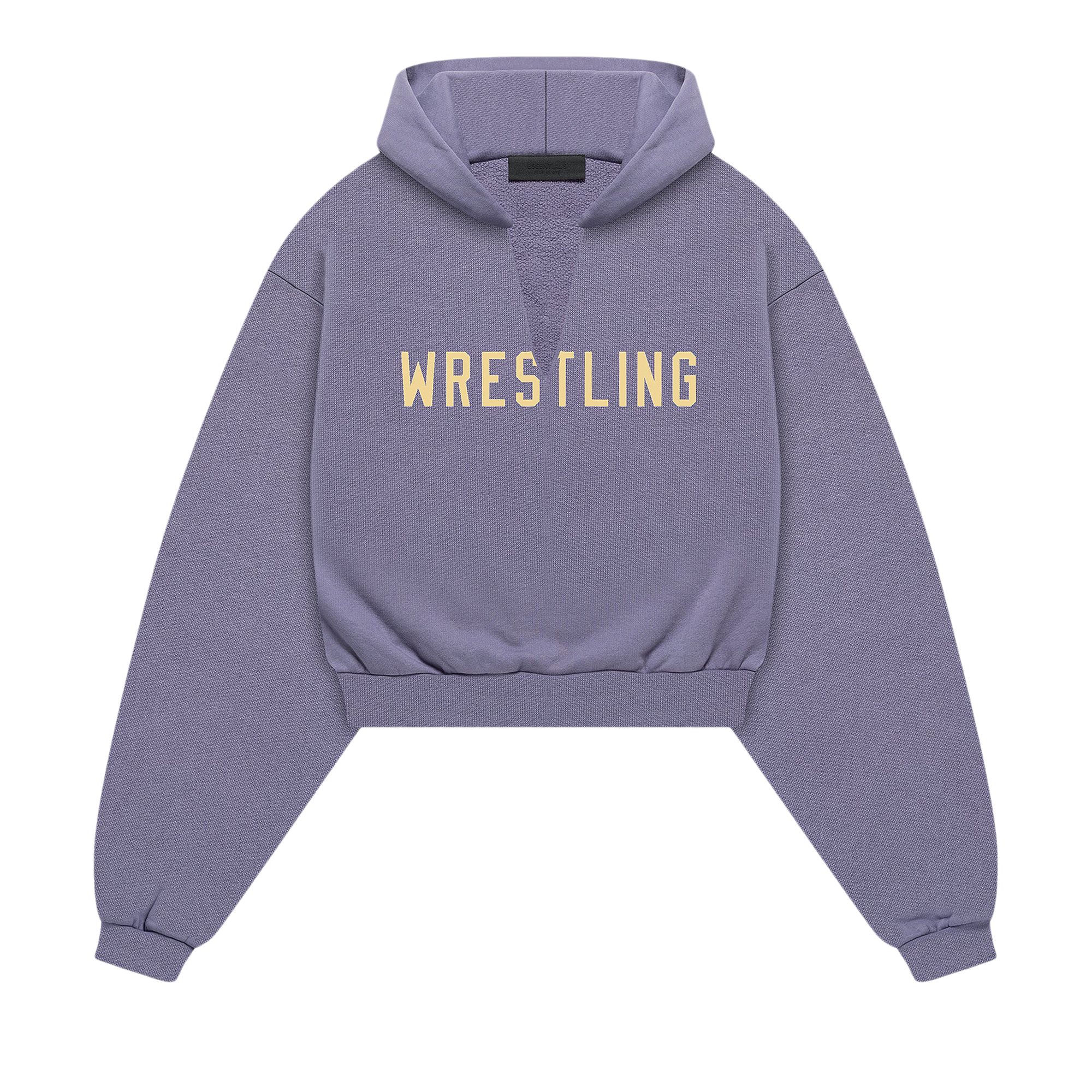 Pre-owned Essentials Fear Of God  Heavy Fleece Cropped V-neck Hoodie 'lavender' | Purple | Women's Size Xxs