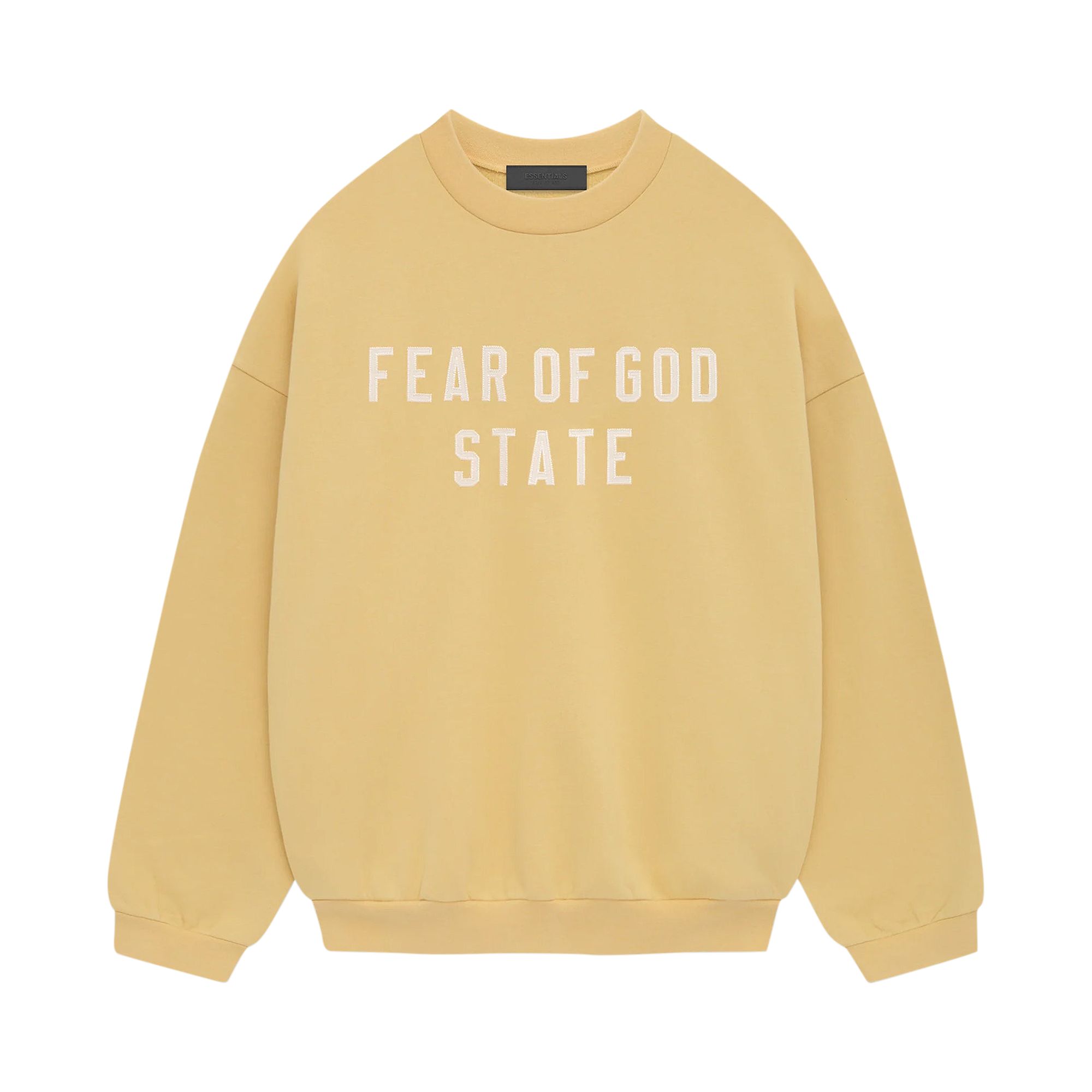 Pre-owned Essentials Fear Of God  Heavy Fleece Crewneck 'amber' In Yellow