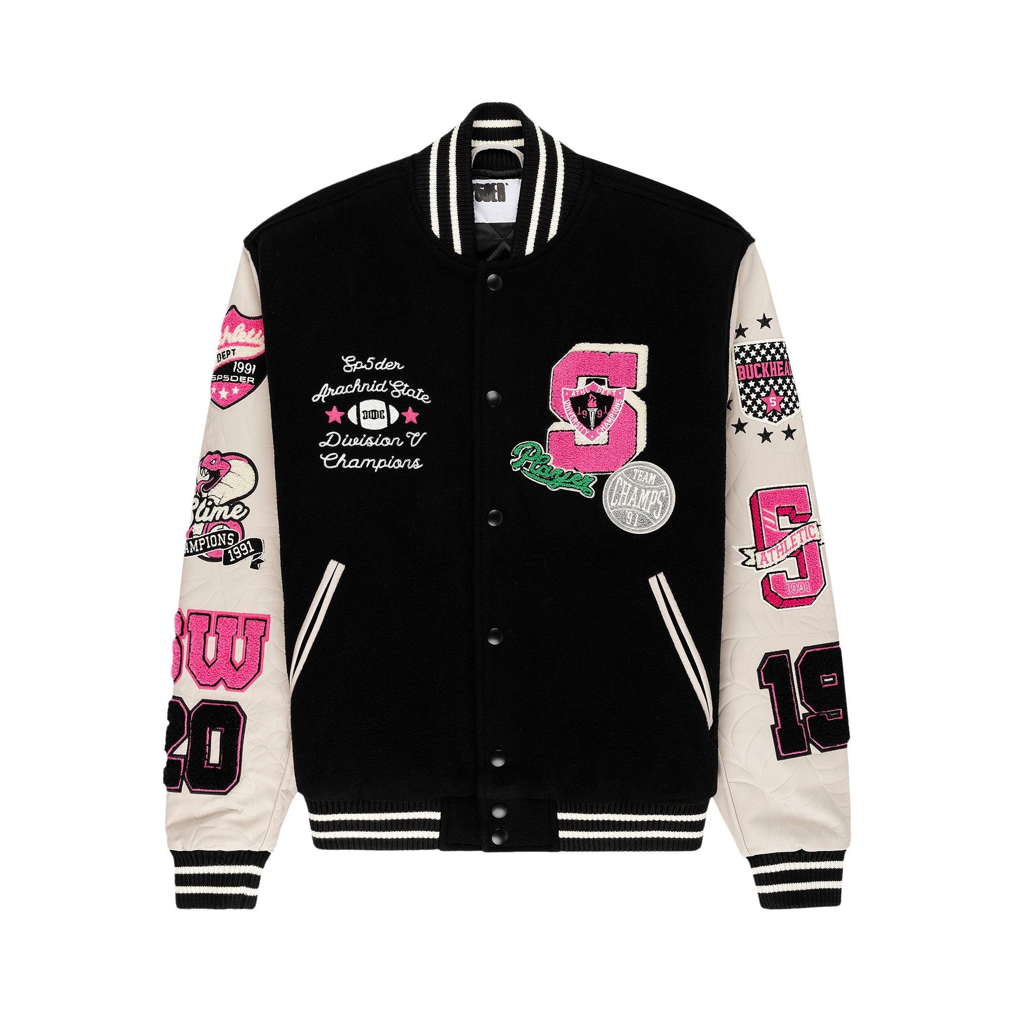 Pre-owned Sp5der Division 5 Varsity Jacket 'black' | Men's Size Xs