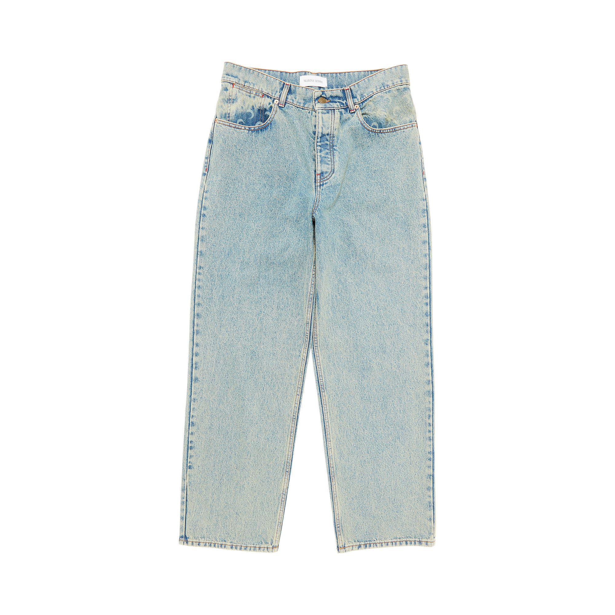Pre-owned Marine Serre Moon Laser Denim Baggy Jeans 'light Beige' | Tan | Men's Size 46