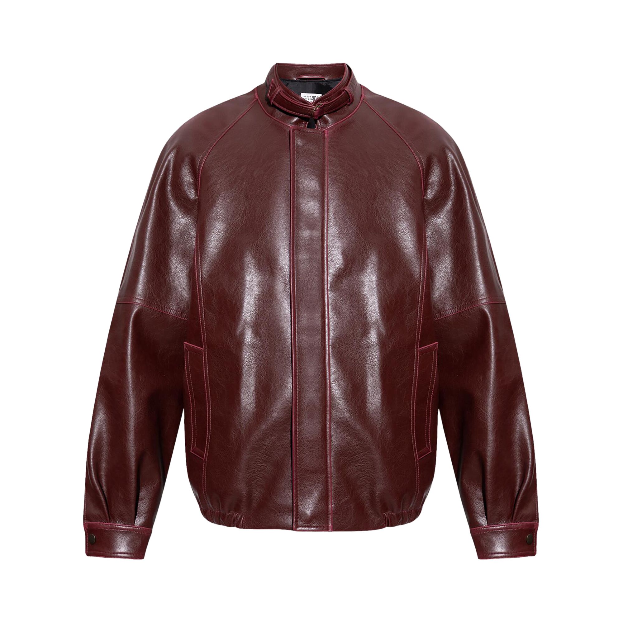 Pre-owned Mm6 Maison Margiela Faux Leather Sports Jacket 'burgundy' | Red | Men's Size 50