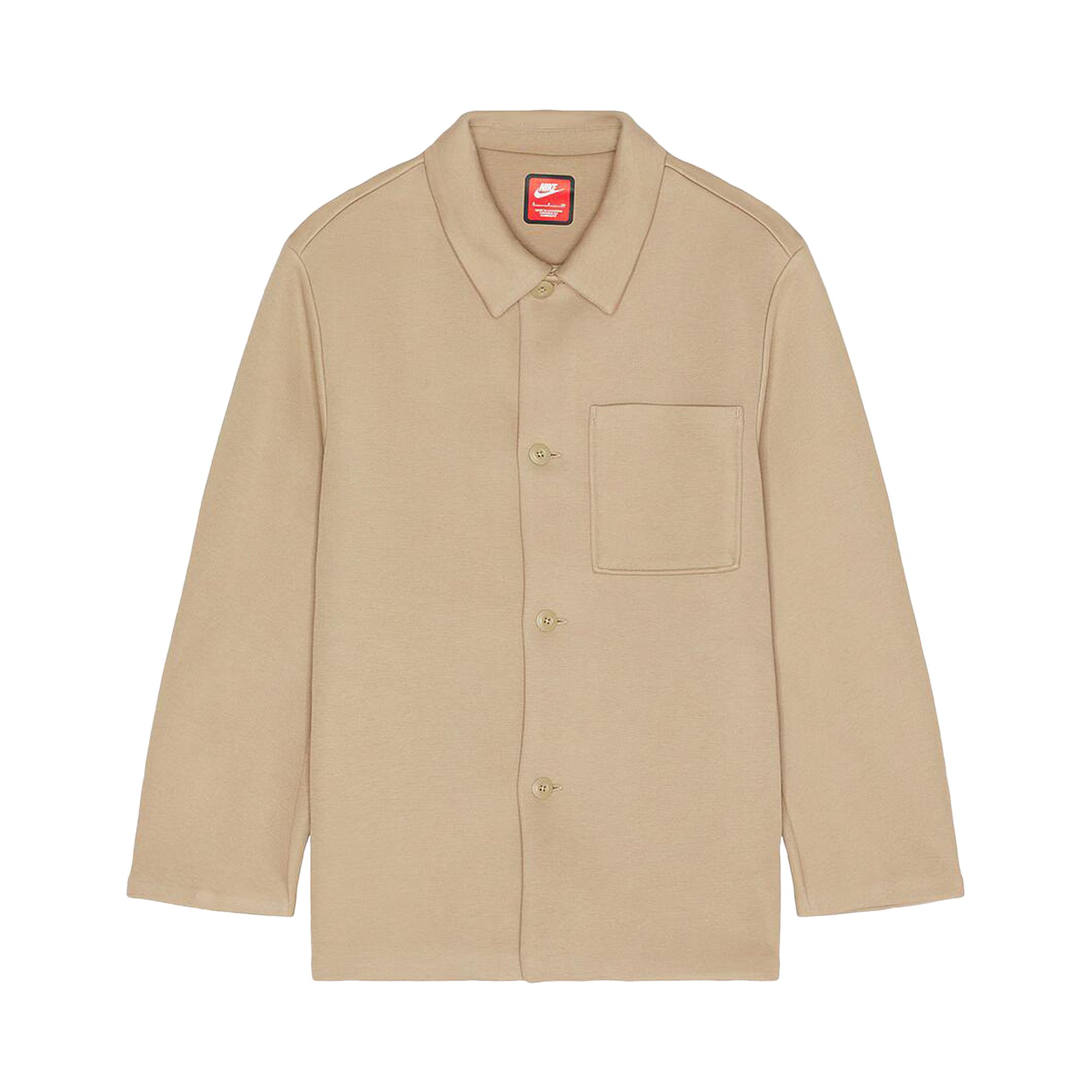 Pre-owned Nike Sportswear Tech Fleece Reimagined Oversized Shacket 'khaki' | Tan | Men's Size M