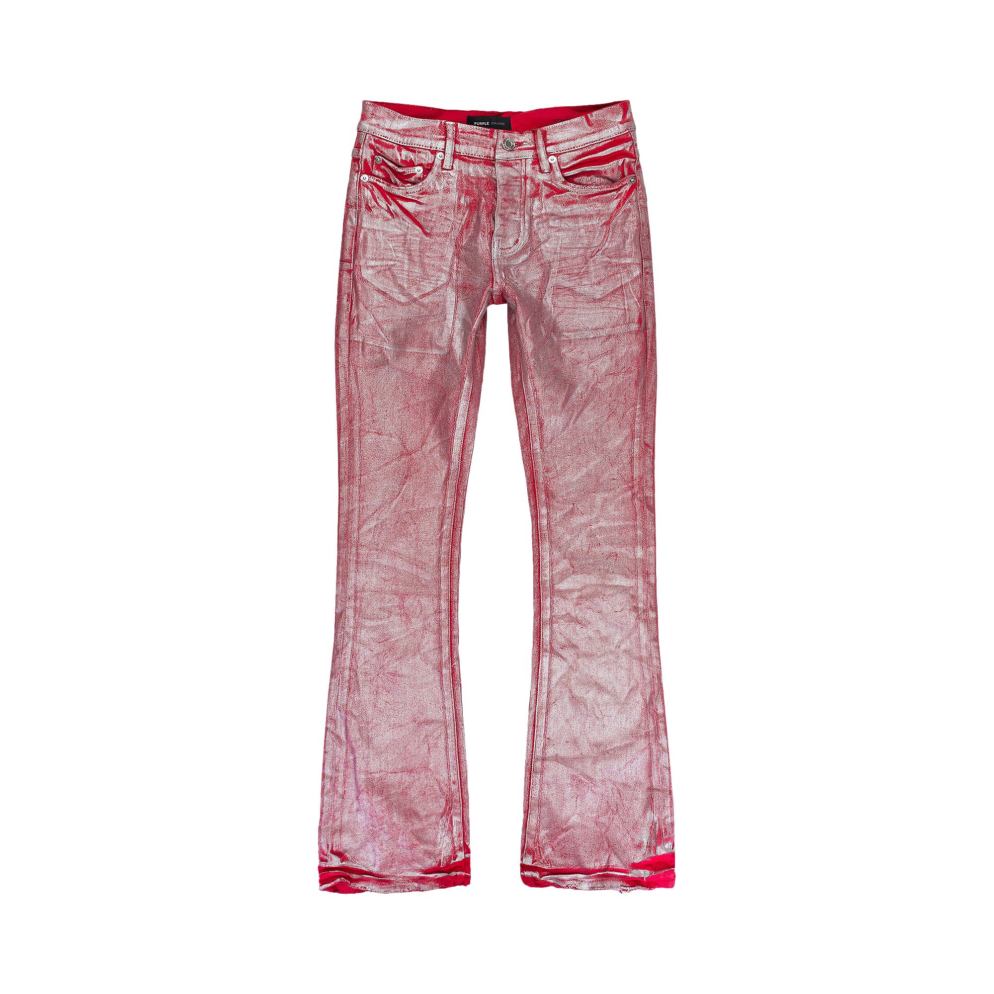 Pre-owned Purple Brand Silver Foil Flare Jeans 'red' | Men's Size 40