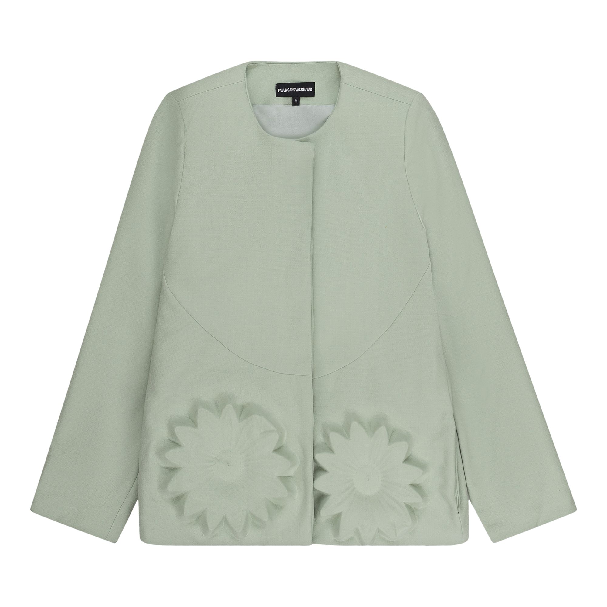 Pre-owned Paula Canovas Del Vas Embosed Floral Jacket 'green' | Women's Size M