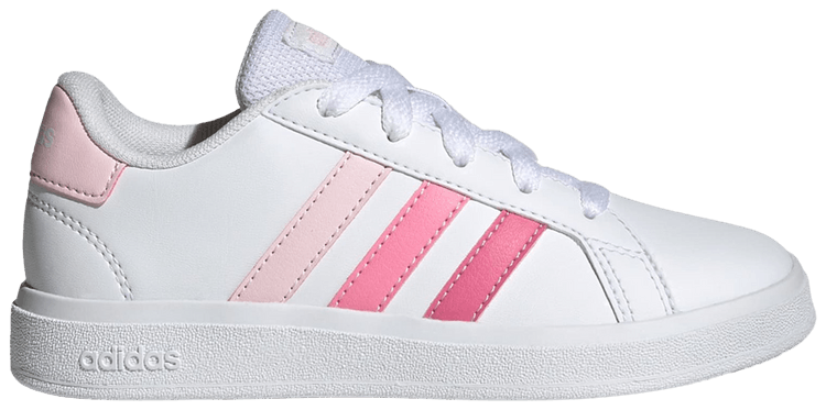 adidas Grand Court Lace Up K White Pink Fusion