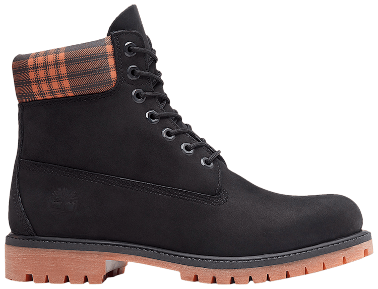 Timberland Heritage 6 Inch Waterproof Boot Plaid   Black Orange
