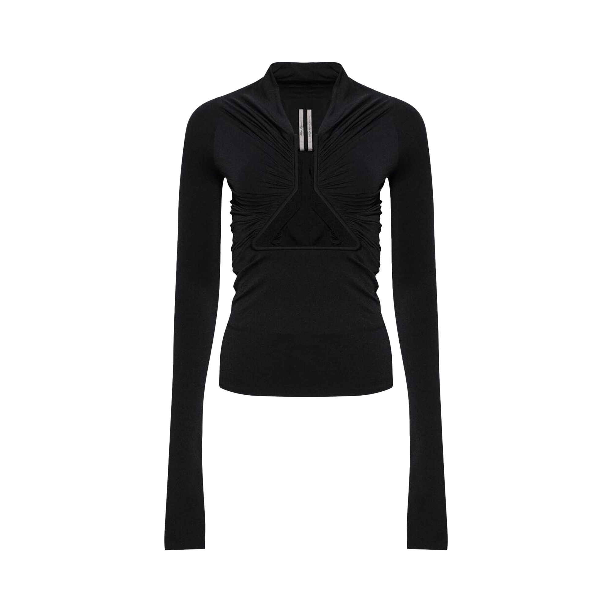 Pre-owned Rick Owens Jersey Long-sleeve Prong Top 'black' | Women's Size 40