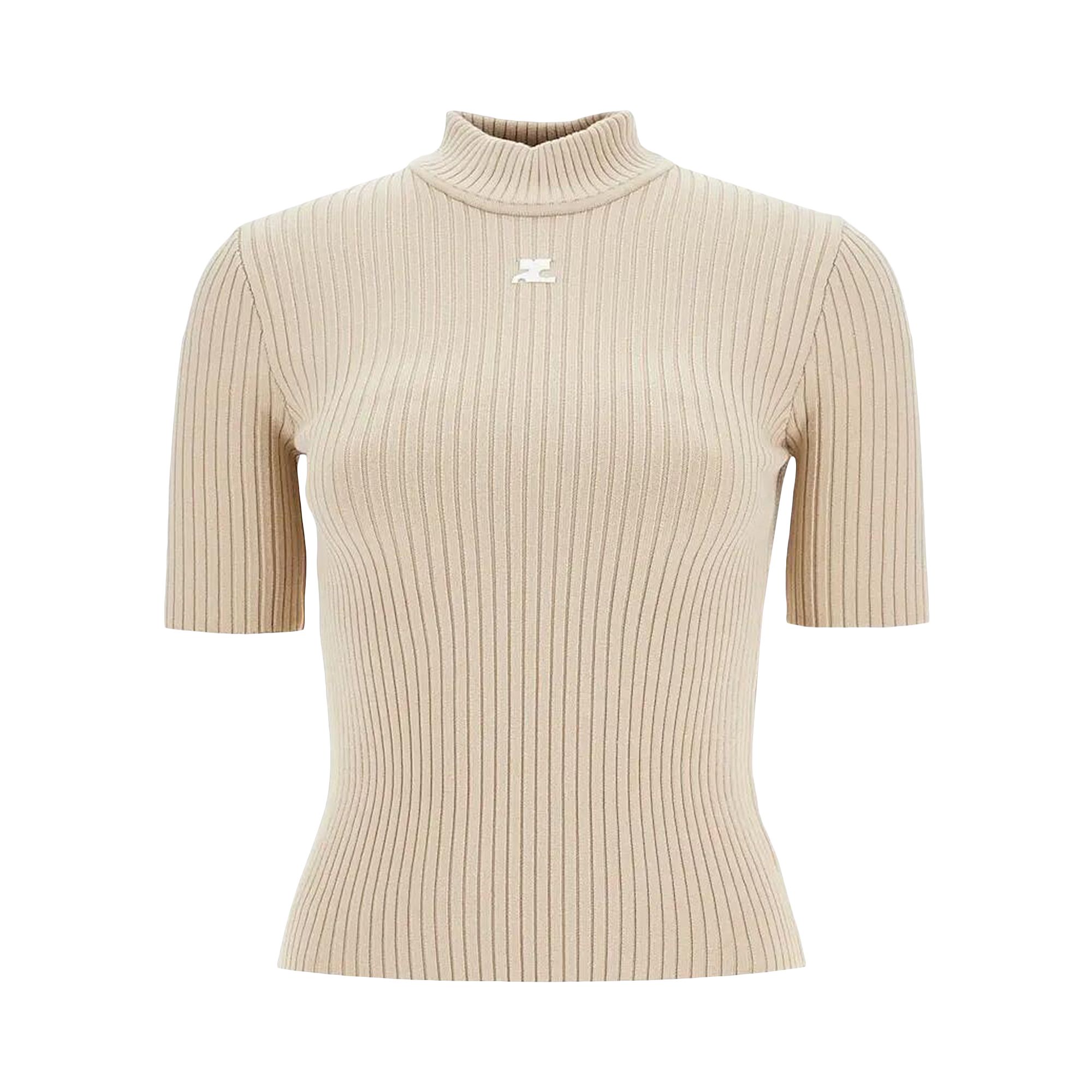 Pre-owned Courrèges Ribbed Turtleneck Sweater 'cappuccino' | Tan | Women's Size M