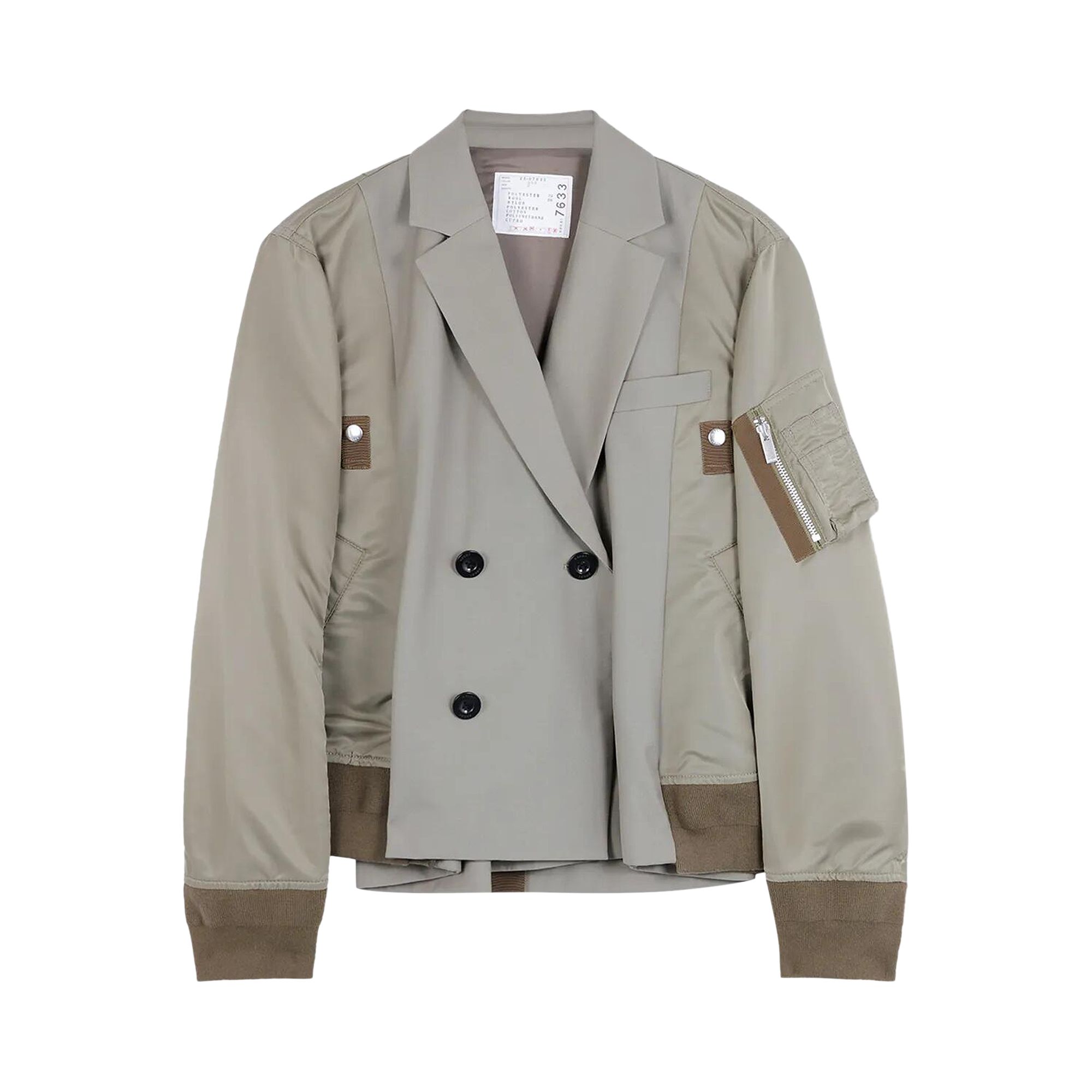 Pre-owned Sacai Suiting X Nylon Twill Jacket 'taupe' | Brown | Women's Size 1