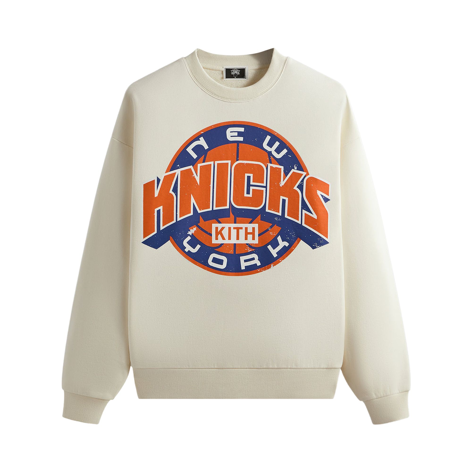 Pre-owned Kith For The New York Knicks Showtime Vintage Nelson Crewneck 'sandrift' | Cream | Men's Size M In White