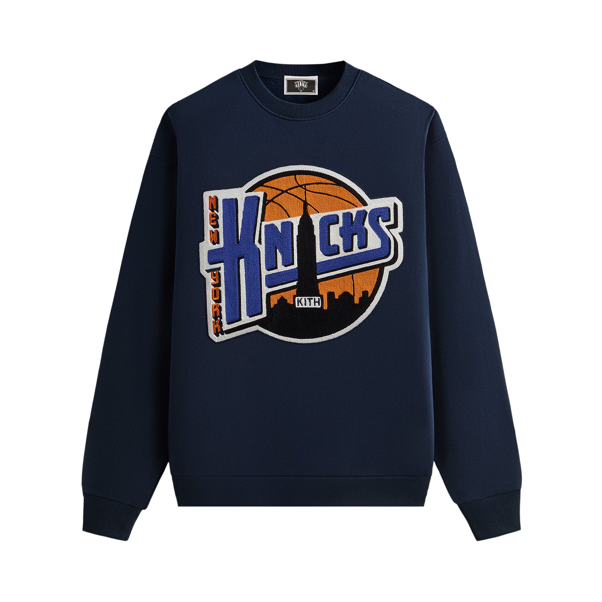 Pre-owned Kith For The New York Knicks City Vintage Nelson Crewneck 'nocturnal' | Blue | Men's Size Xl