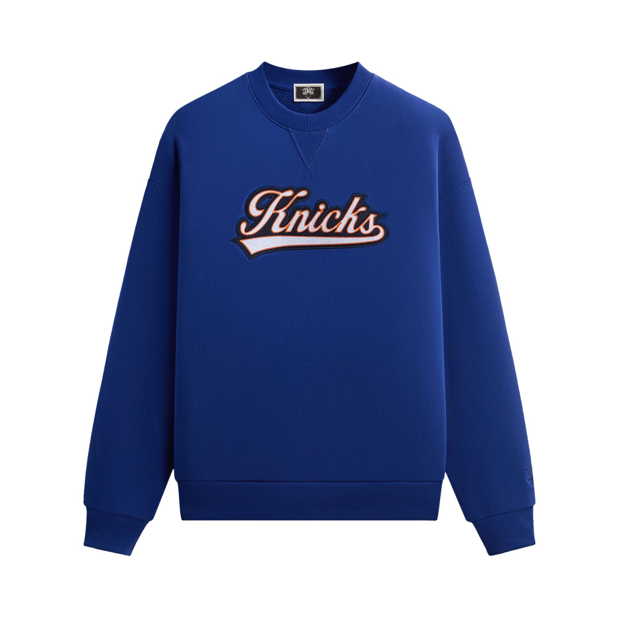 Pre-owned Kith For The New York Knicks Script Vintage Nelson Crewneck 'current' | Blue | Men's Size Xl