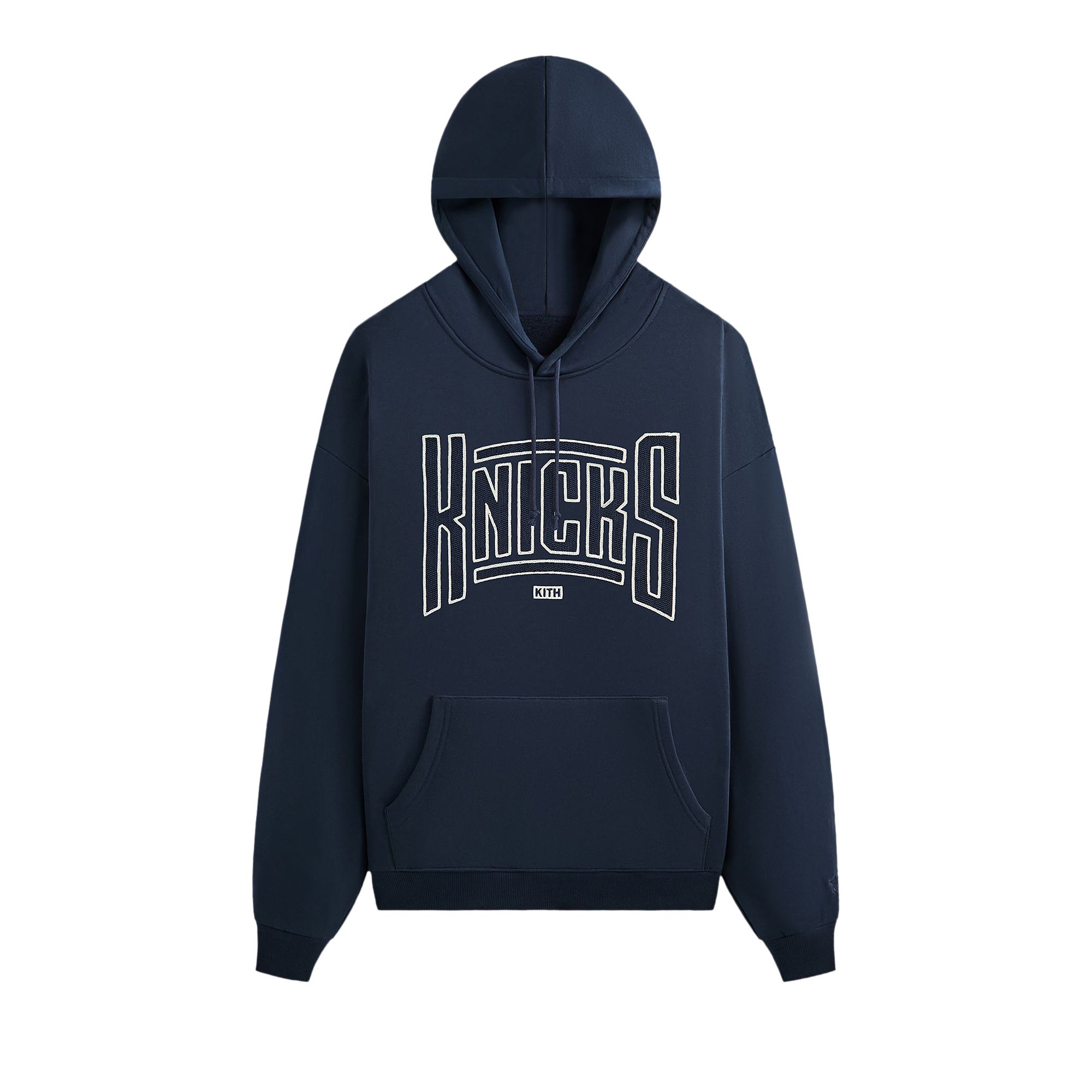 Pre-owned Kith For The New York Knicks Arched Vintage Nelson Hoodie 'nocturnal' | Blue | Men's Size Xl