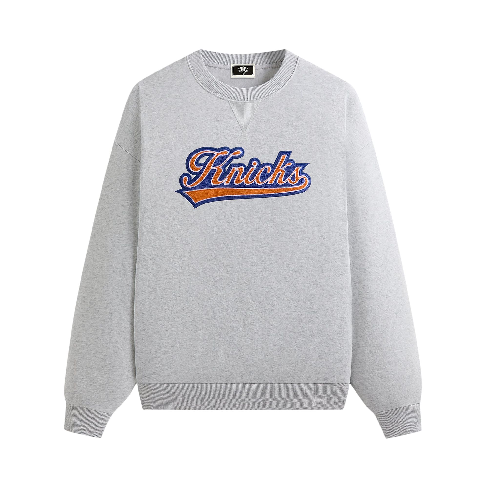 Pre-owned Kith For The New York Knicks Script Vintage Nelson Crewneck 'light Heather Grey' | Men's Size Xs In Gray