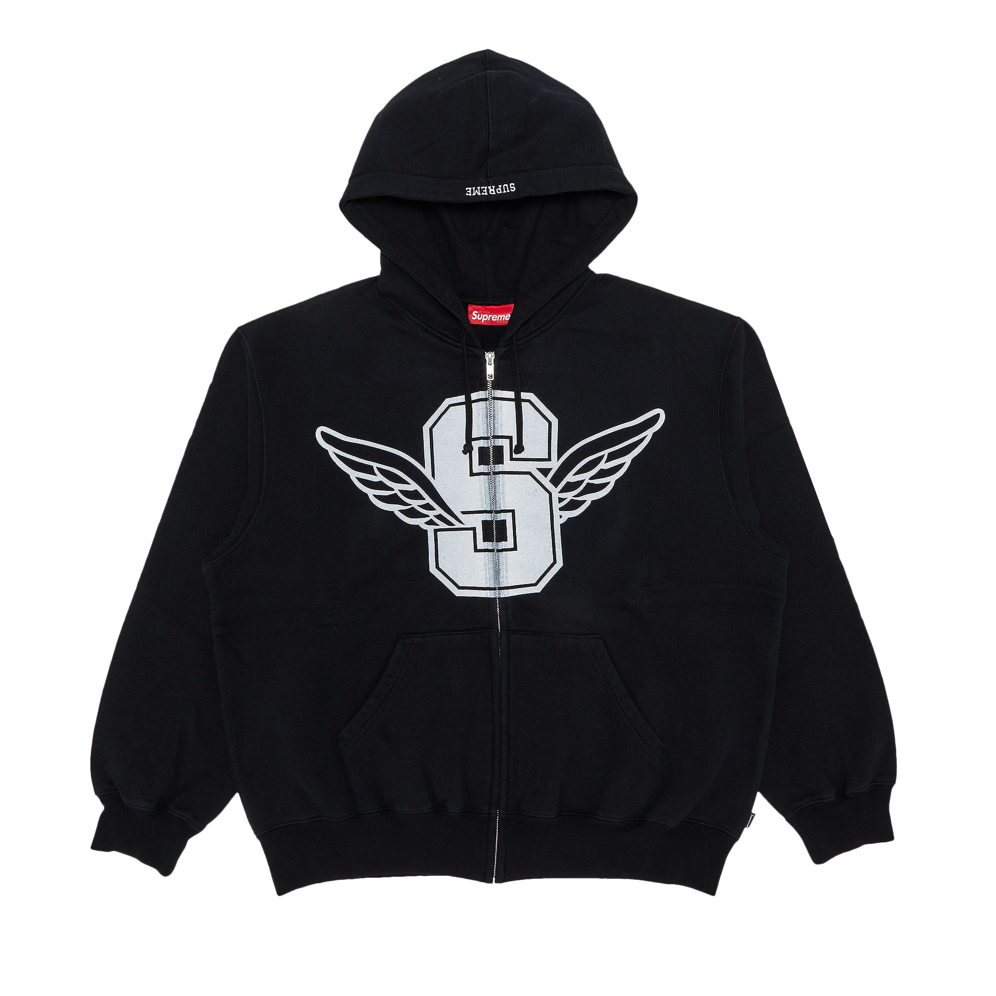 Pre-owned Supreme Wings Zip Up Hooded Sweatshirt 'black' | Men's Size M