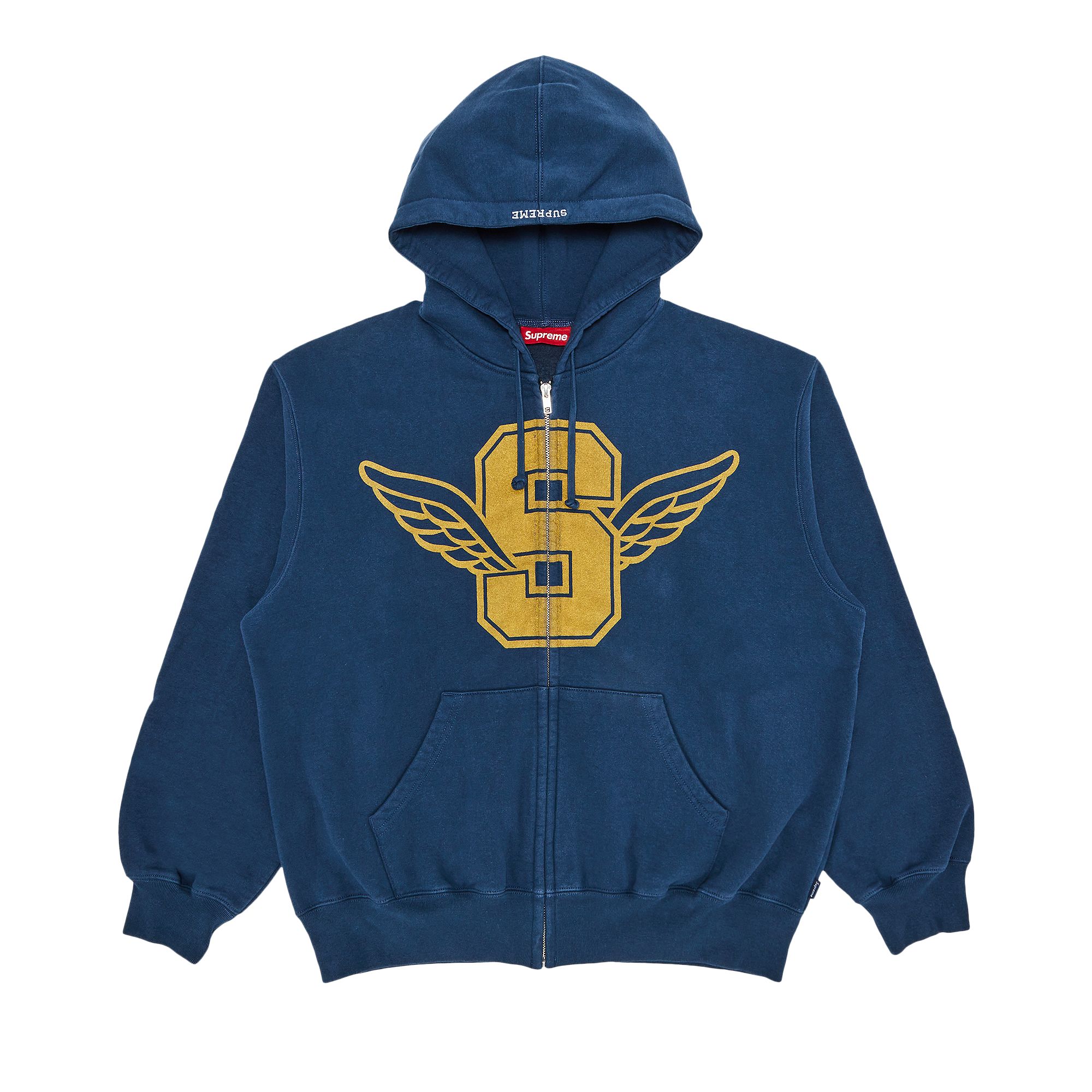 Pre-owned Supreme Wings Zip Up Hooded Sweatshirt 'dark Blue' | Men's Size L