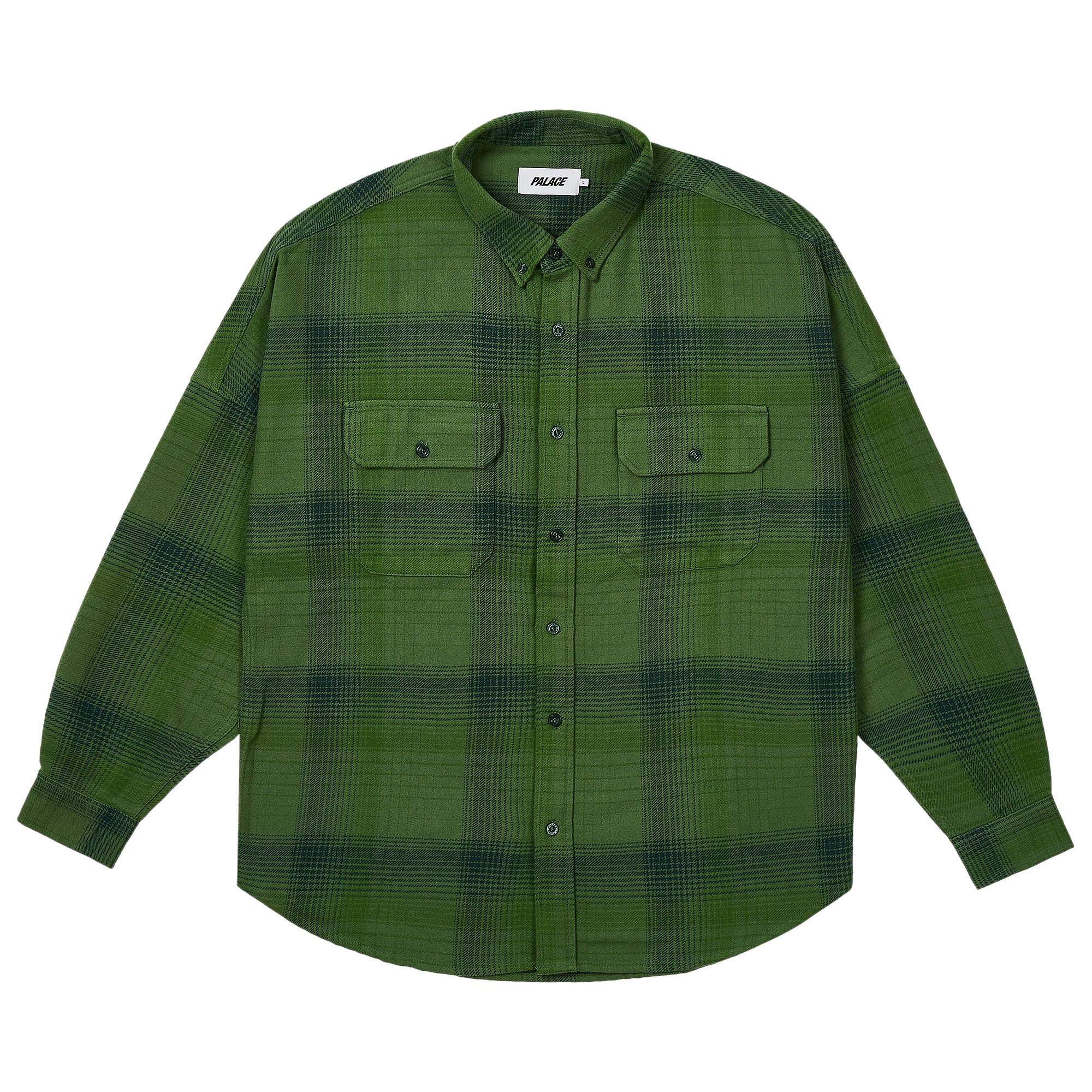 Pre-owned Palace Brushed Flannel Drop Shoulder Shirt 'green' | Men's Size M