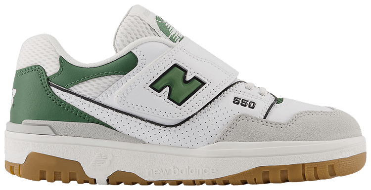 New Balance 550 Hook  Loop Little Kid White Seaweed Green