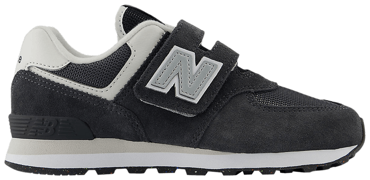New Balance 574 Hook  Loop Little Kid Wide Magic Black Magnetic Grey