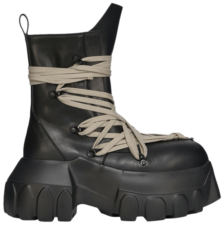 Rick Owens Wmns Hollywood Megalace Mega Tractor Boot Black