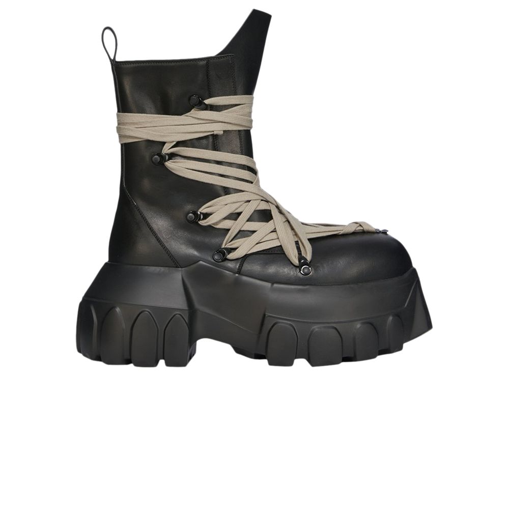 Pre-owned Rick Owens Wmns Hollywood Megalace Mega Tractor Boot 'black' | Women's Size 37