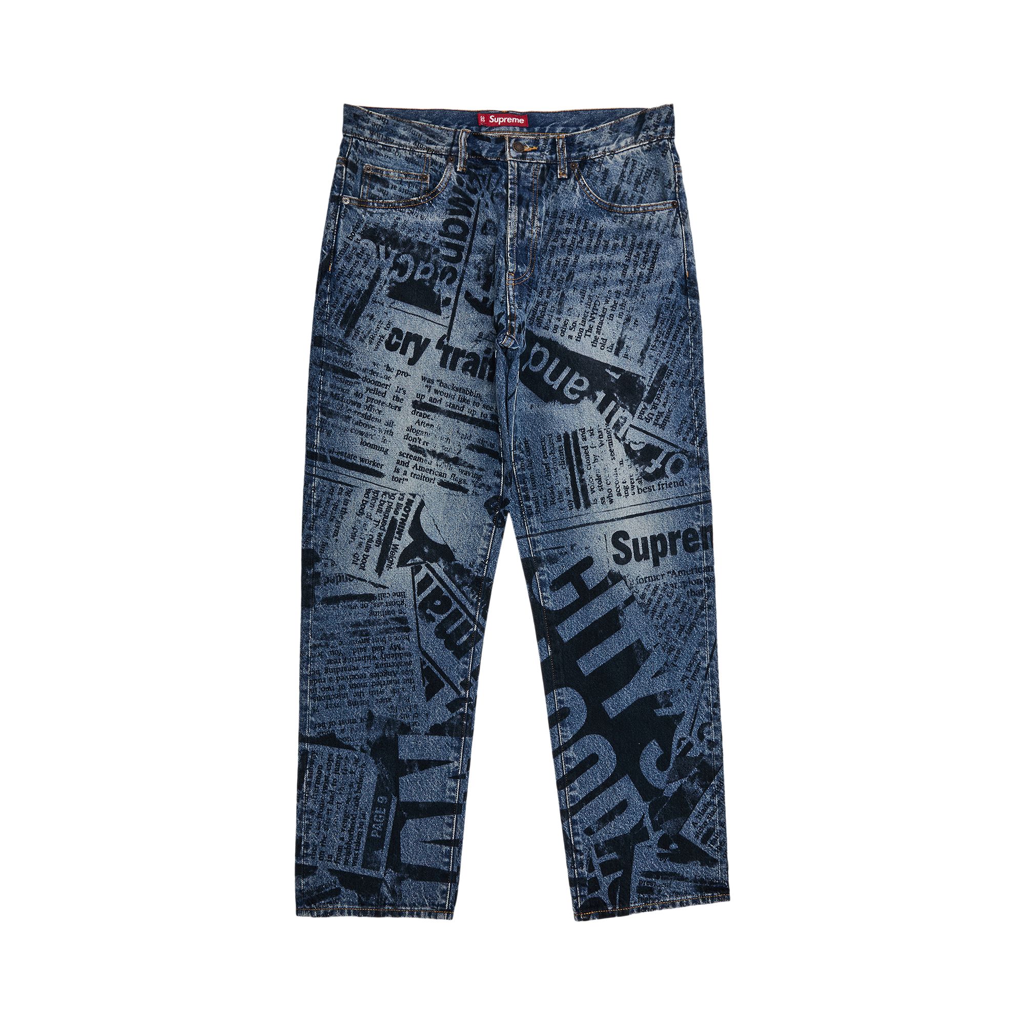 Pre-owned Supreme Regular Jean 'newspaper' | Multi-color | Men's Size 30