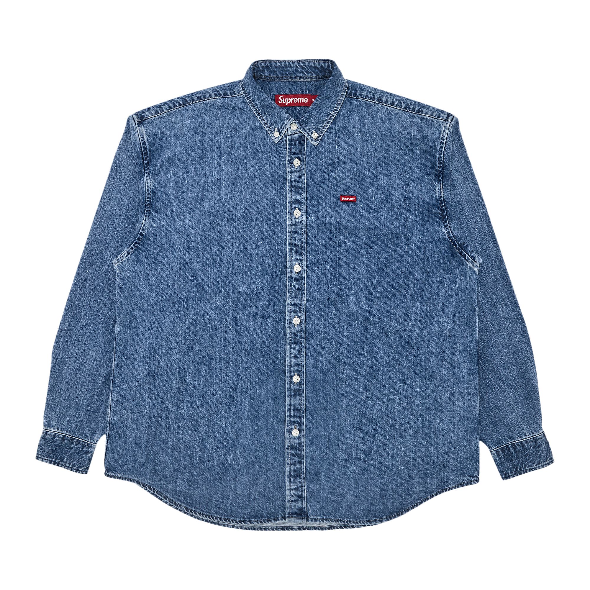 Pre-owned Supreme Small Box Denim Shirt 'washed Indigo' | Blue | Men's Size L