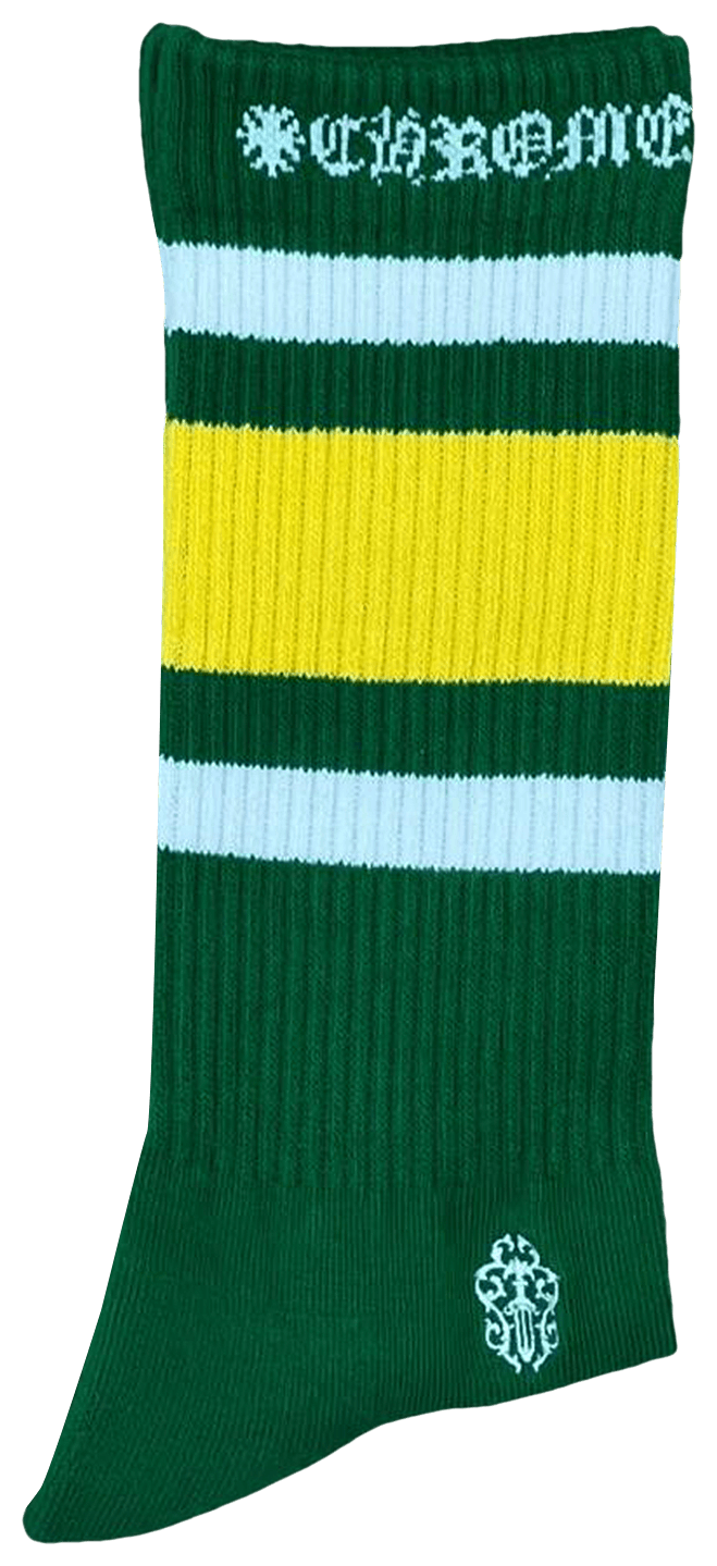 CHROMEHEARTS Logo Line Socks グリーン イエロー Chrome Hearts Logo