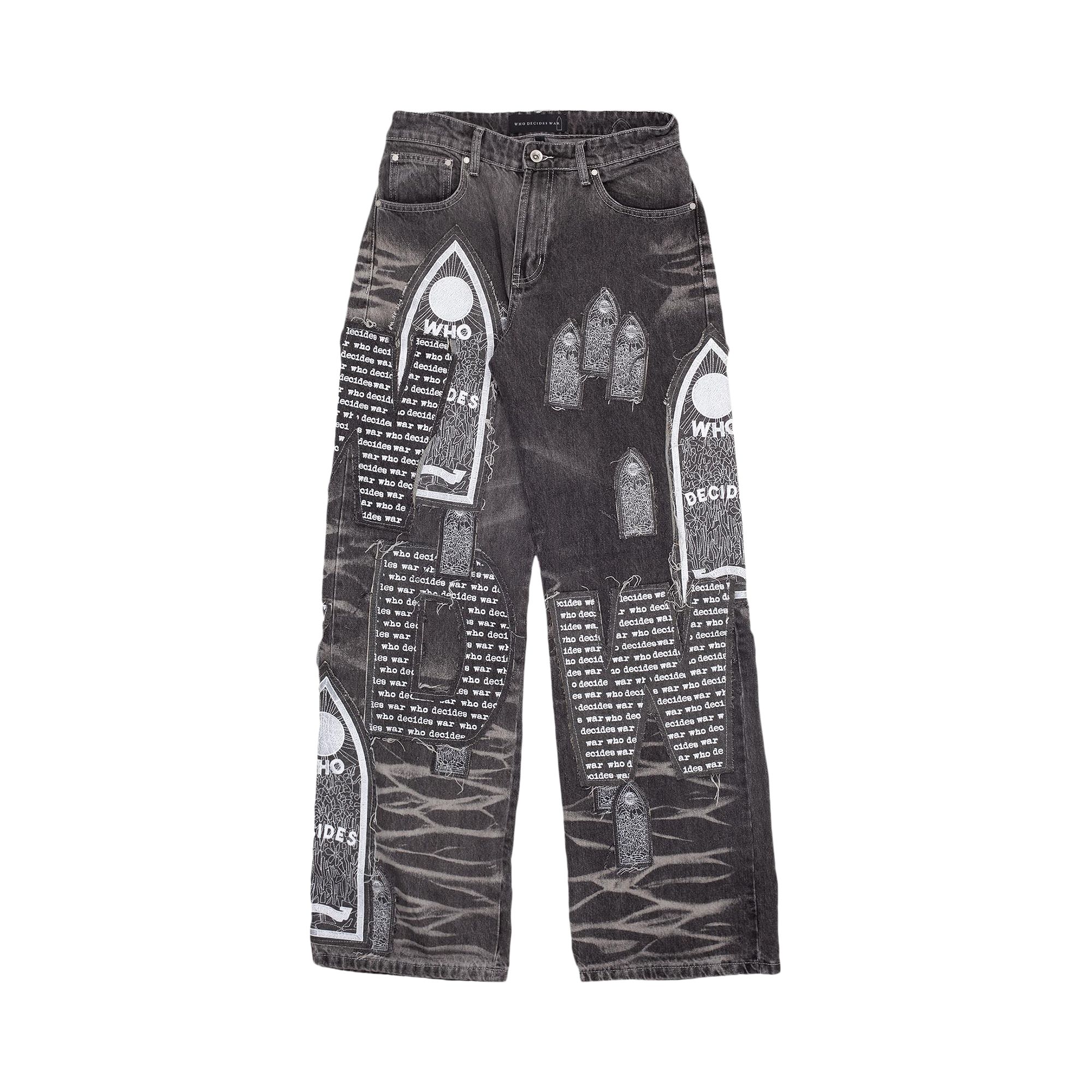 Pre-owned Who Decides War Motif Patched Denim 'vintage Grey' | Men's Size 36