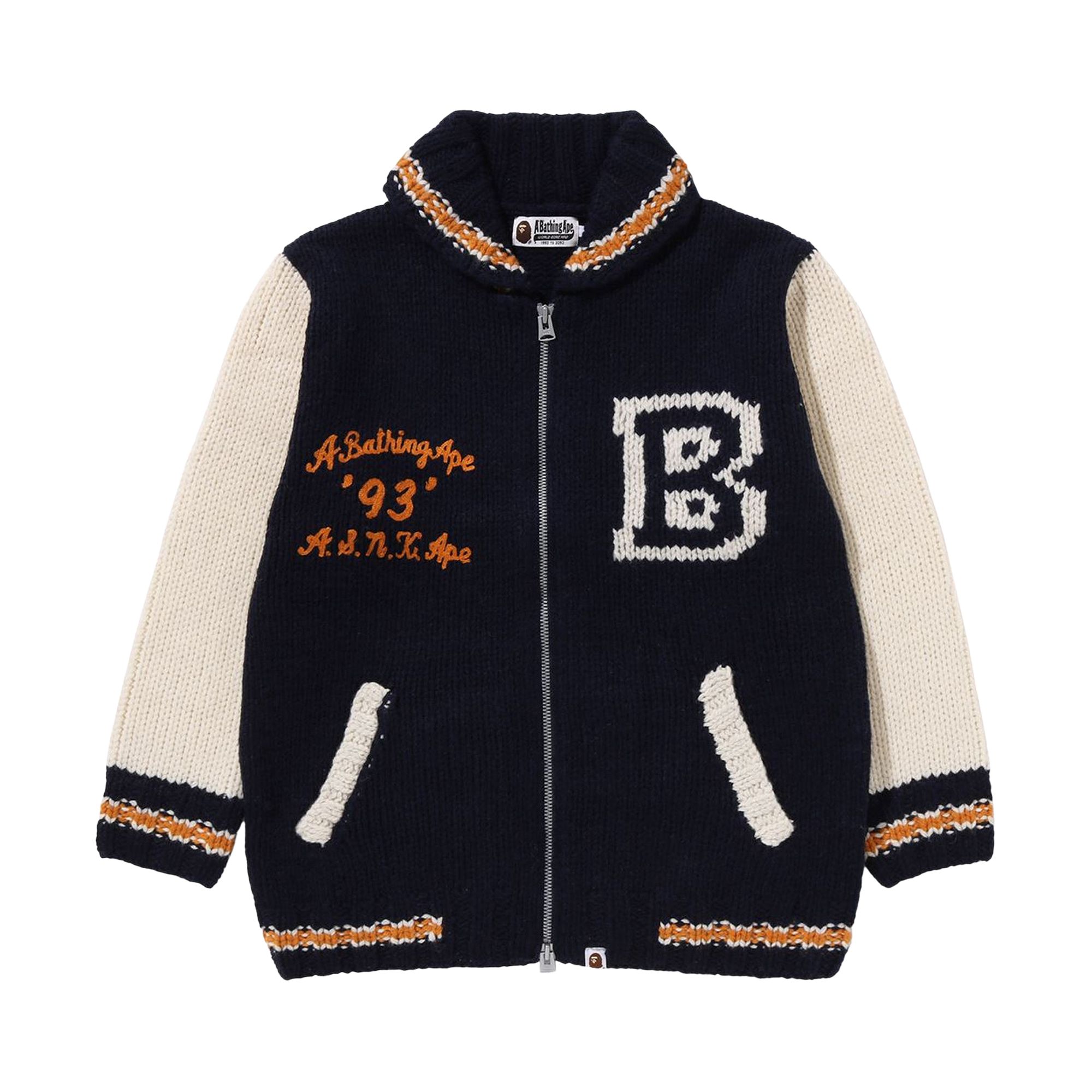 Pre-owned Bape Cowichan Cardigan 'navy' | Blue | Men's Size L