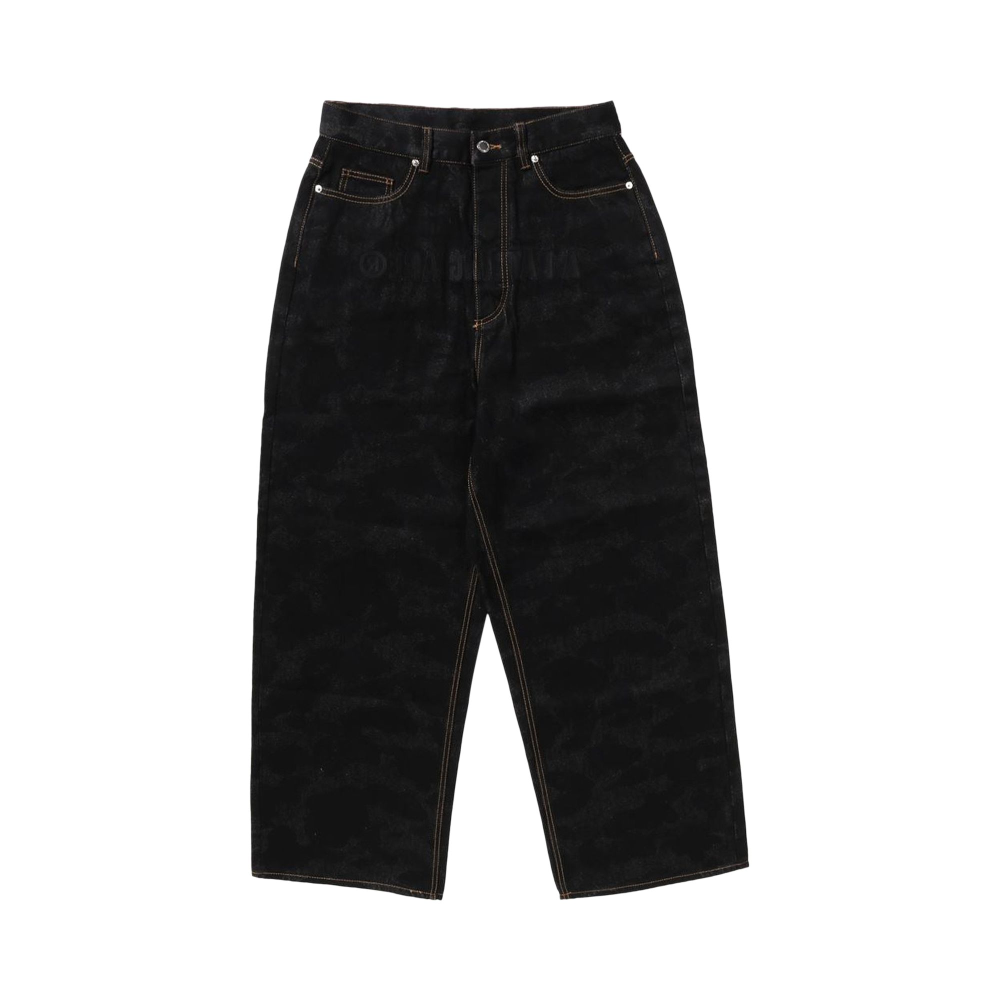 Pre-owned Bape 1st Camo Destroyed Loose Fit Denim Pants 'black' | Men's Size L