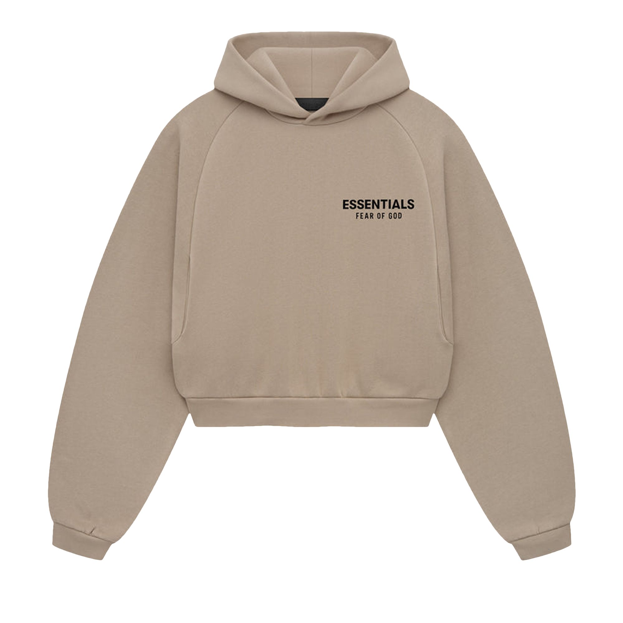 Pre-owned Essentials Fear Of God  Fleece Cropped Hoodie 'desert Sand' | Tan | Women's Size Xl