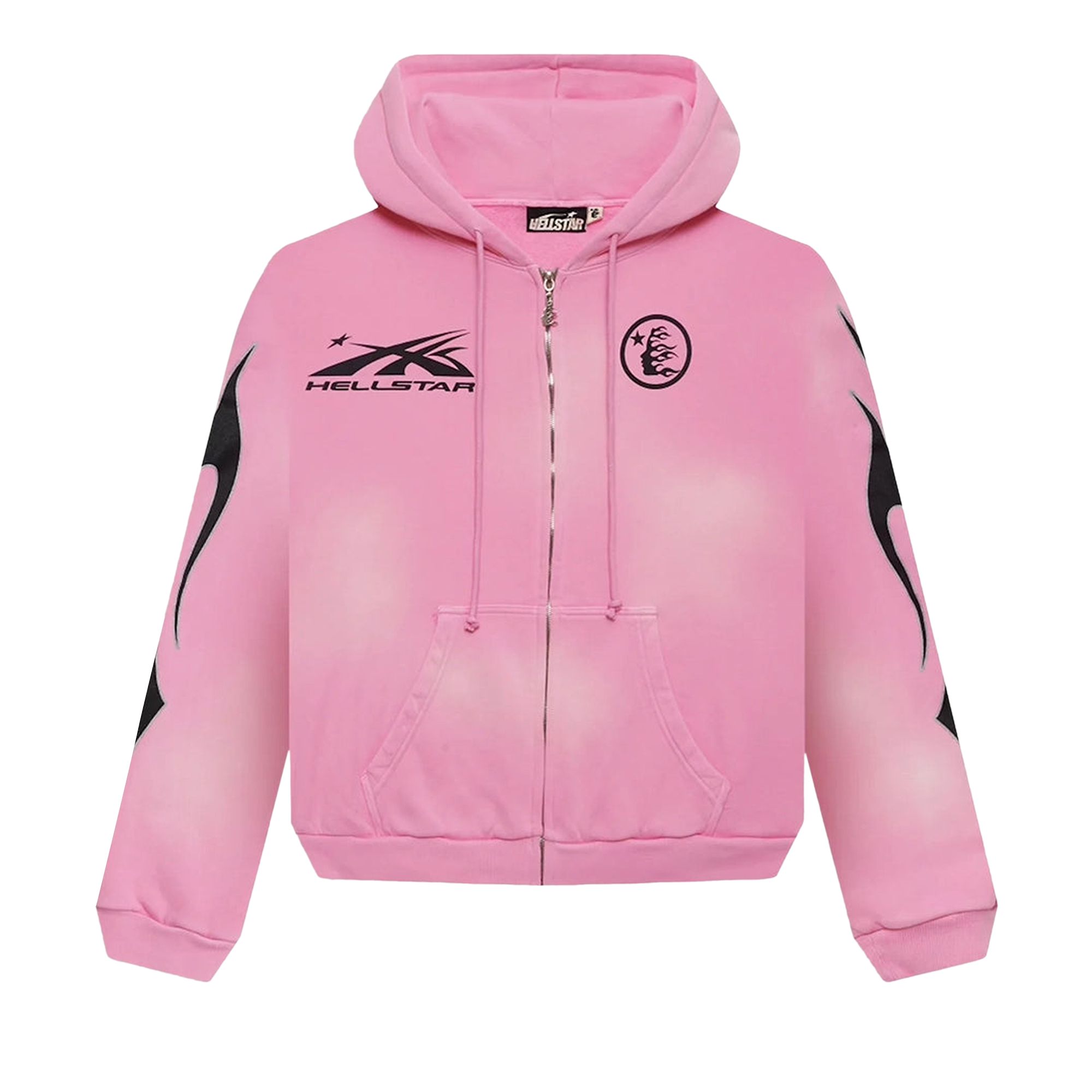 Pre-owned Hellstar Sports Flame Zip Up Hoodie 'pink' | Men's Size L