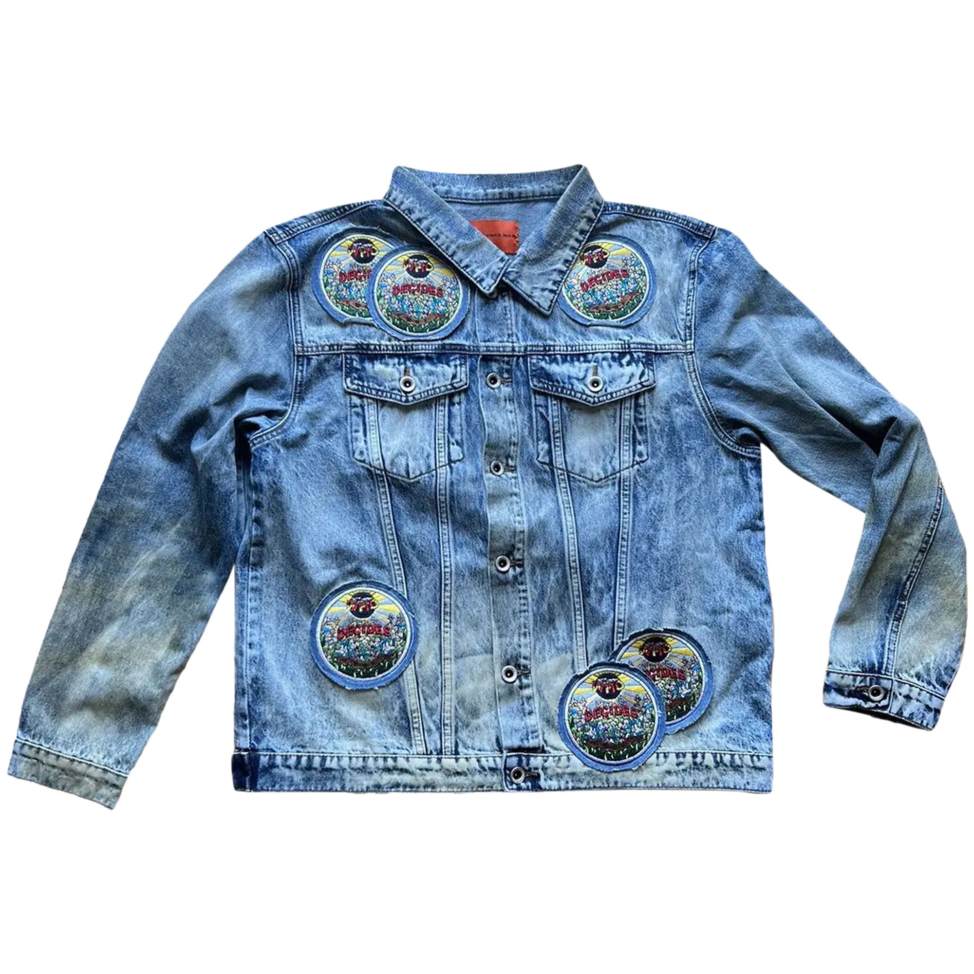 Pre-owned Who Decides War Acid Sphere Denim Jacket 'indigo' | Blue | Men's Size Xl