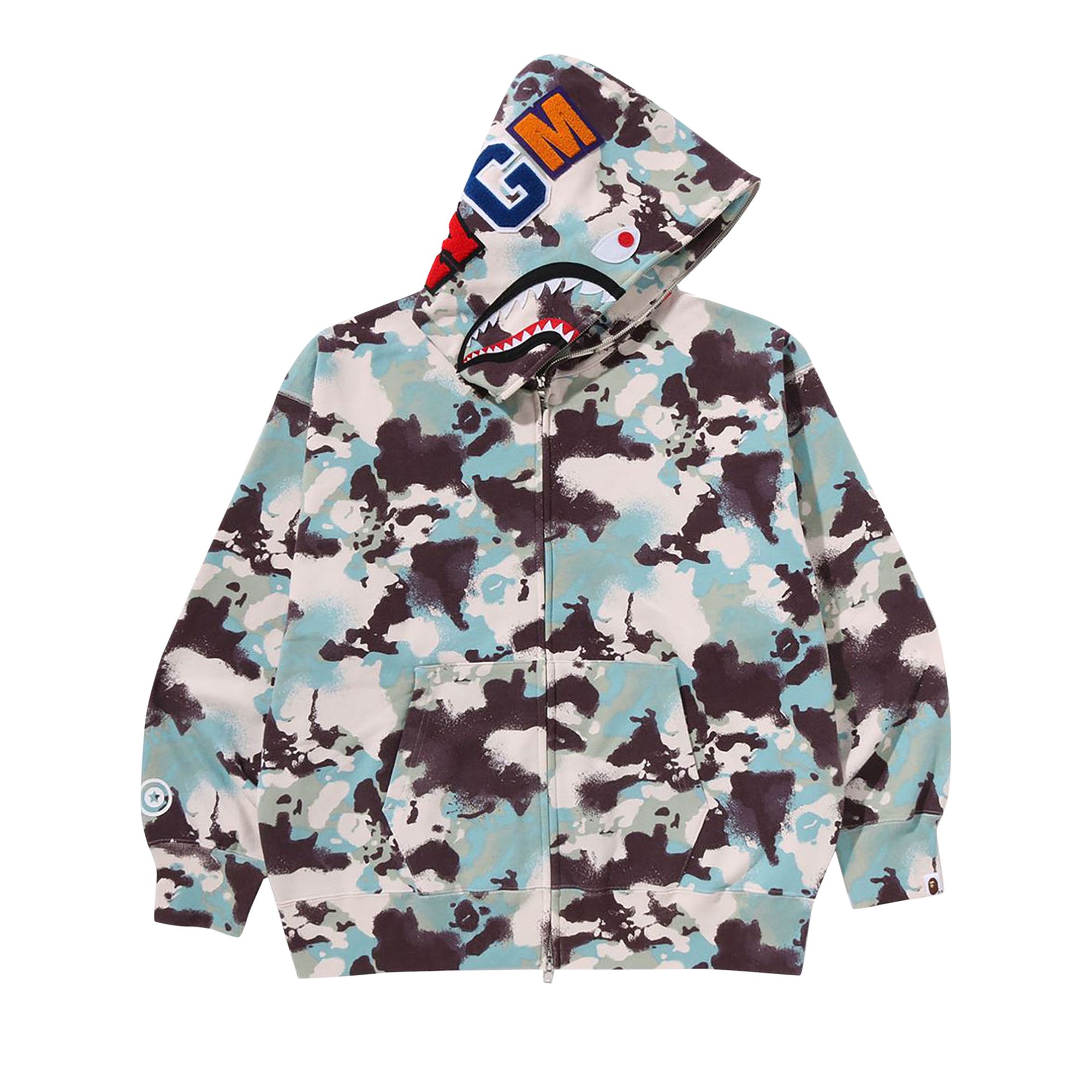 Pre-owned Bape Map Camo Shark Relaxed Fit Full Zip Hoodie 'multicolor' | Multi-color | Men's Size M
