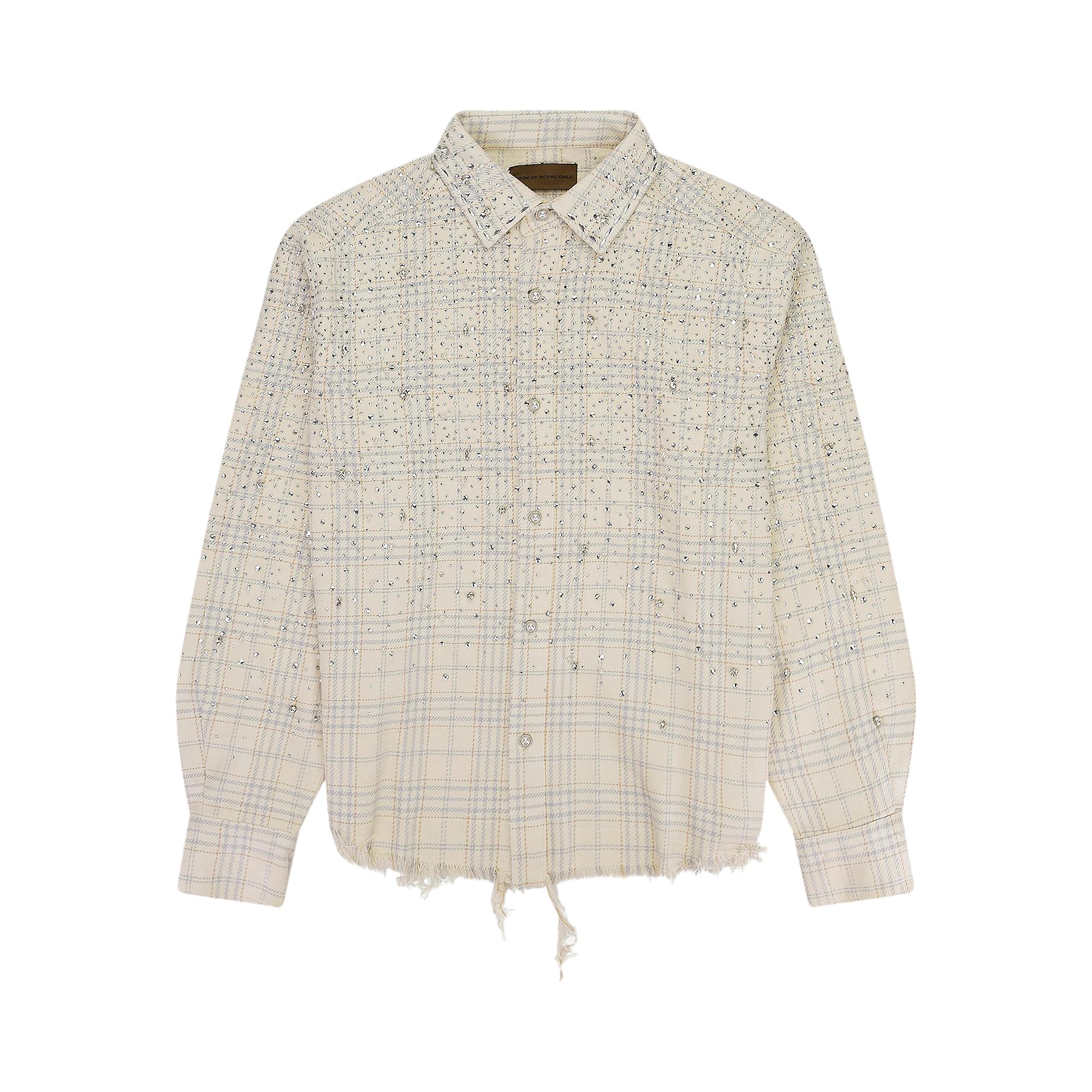 Pre-owned Birth Of Royal Child Pearl And Diamond Button-down Shirt 'beige' | Cream | Men's Size M