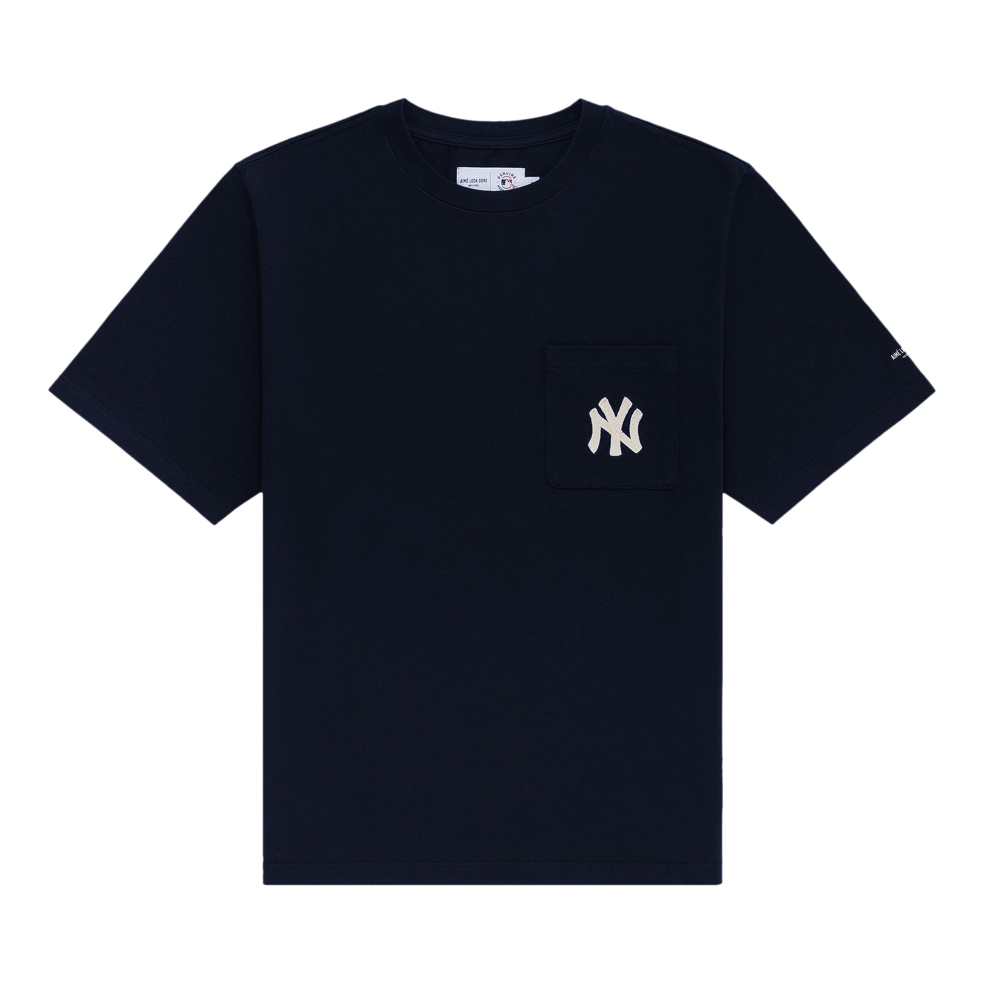 Pre-owned Aimé Leon Dore Yankees Chainstitch Pocket Tee 'navy Blazer' | Blue | Men's Size Xl