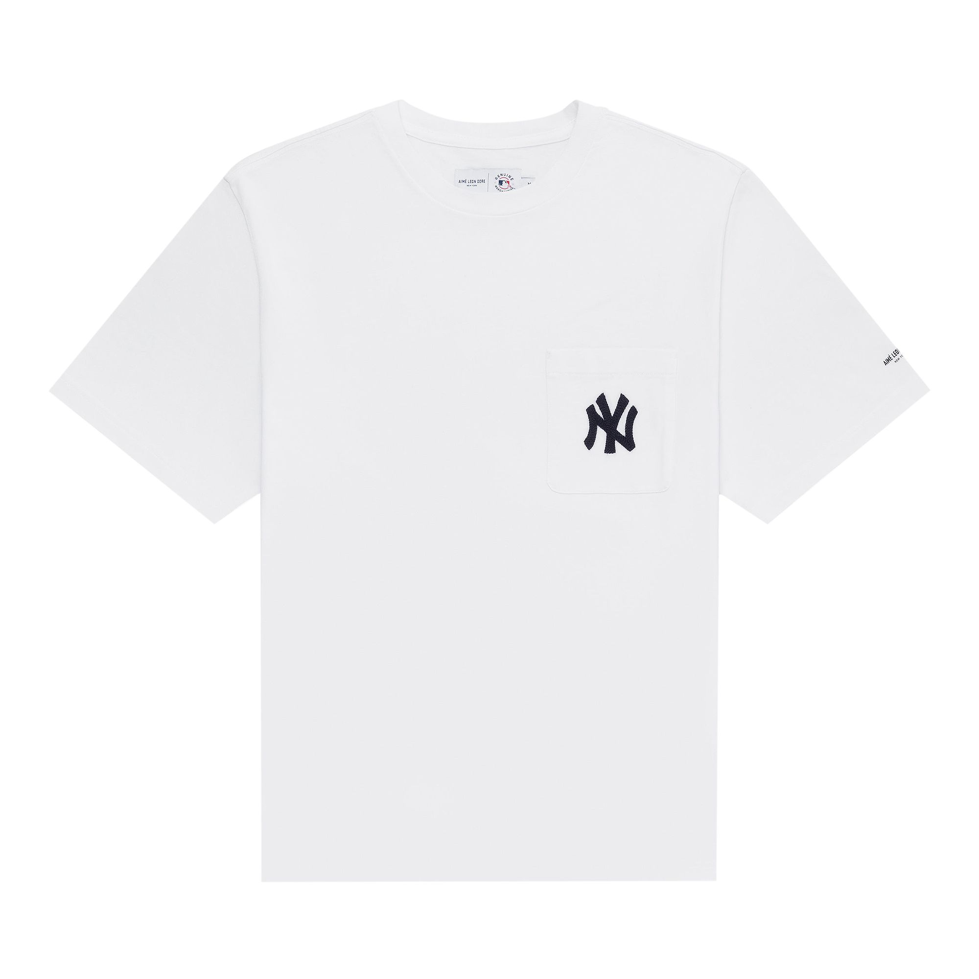 AIMÉ LEON DORE Pre-owned Yankees Chainstitch Pocket Tee 'bright White' | Men's Size Xl